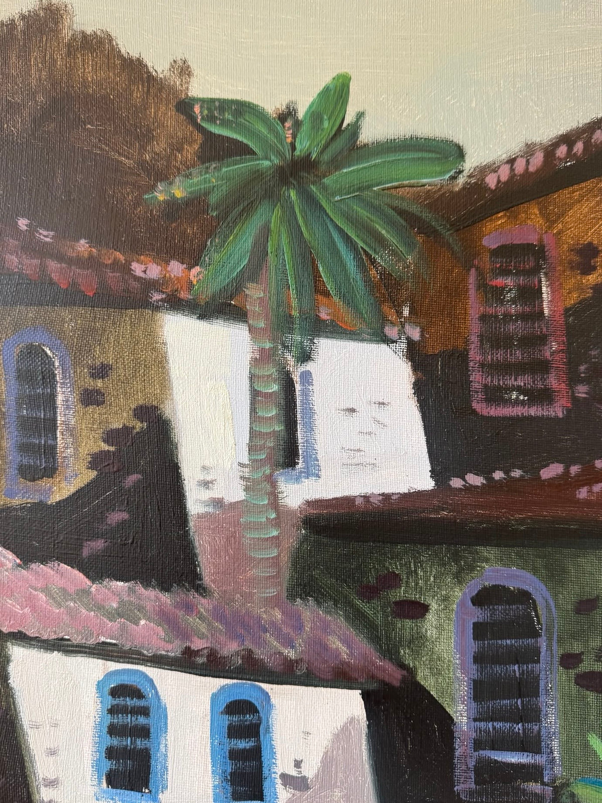 Houses and Palm Tree