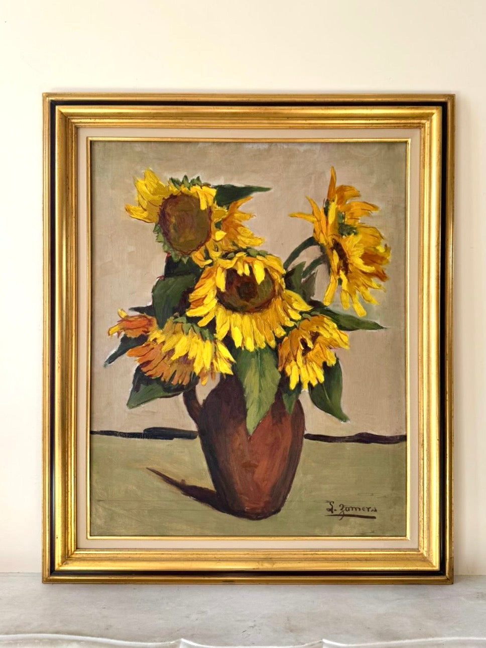 Sunflowers in a Clay Jug
