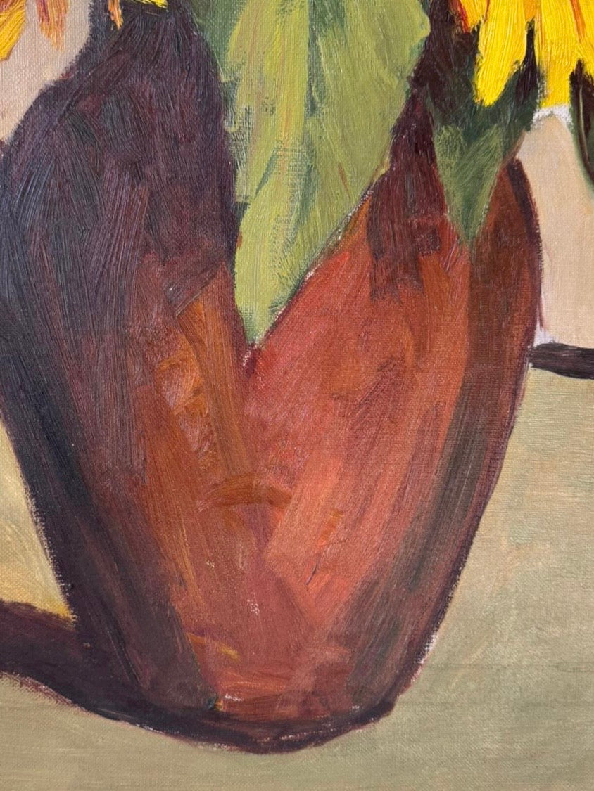 Sunflowers in a Clay Jug