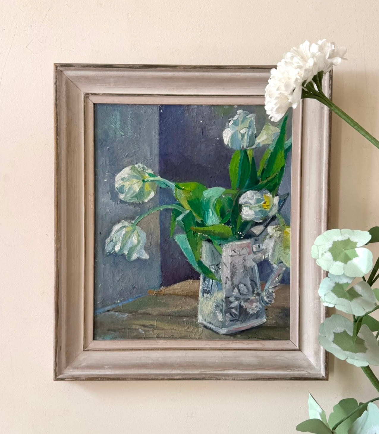 Tulips in an Antique Jug