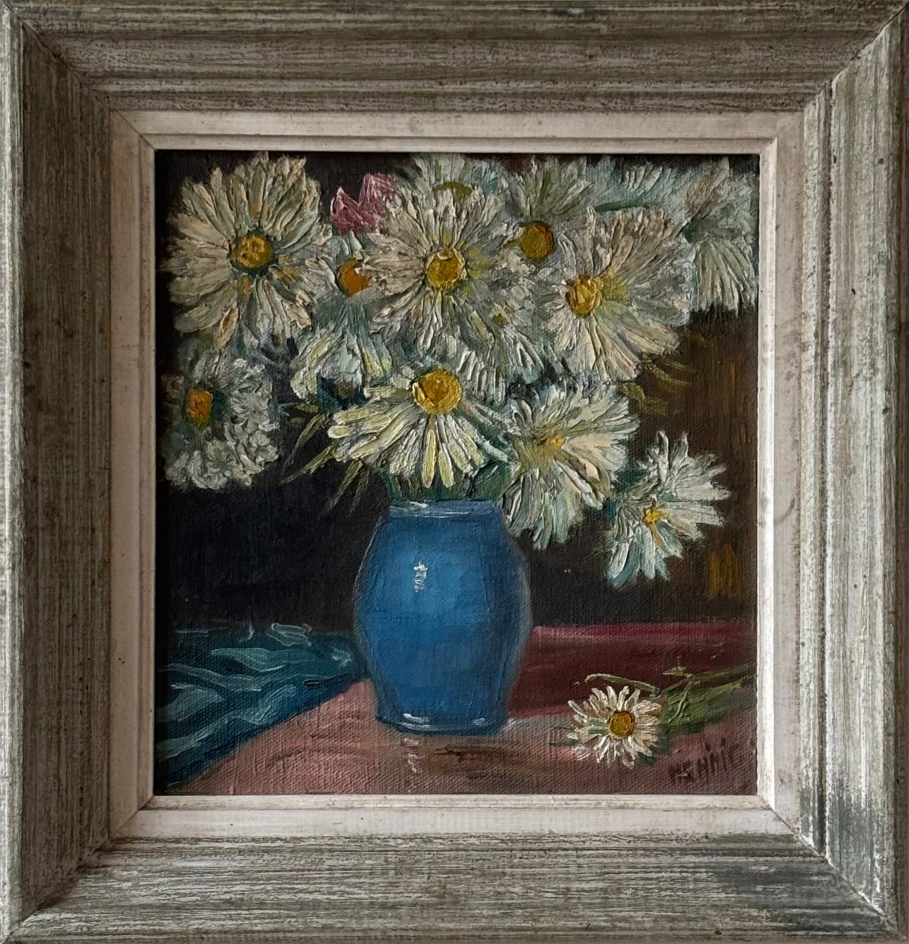 Daisies in a Blue Vase