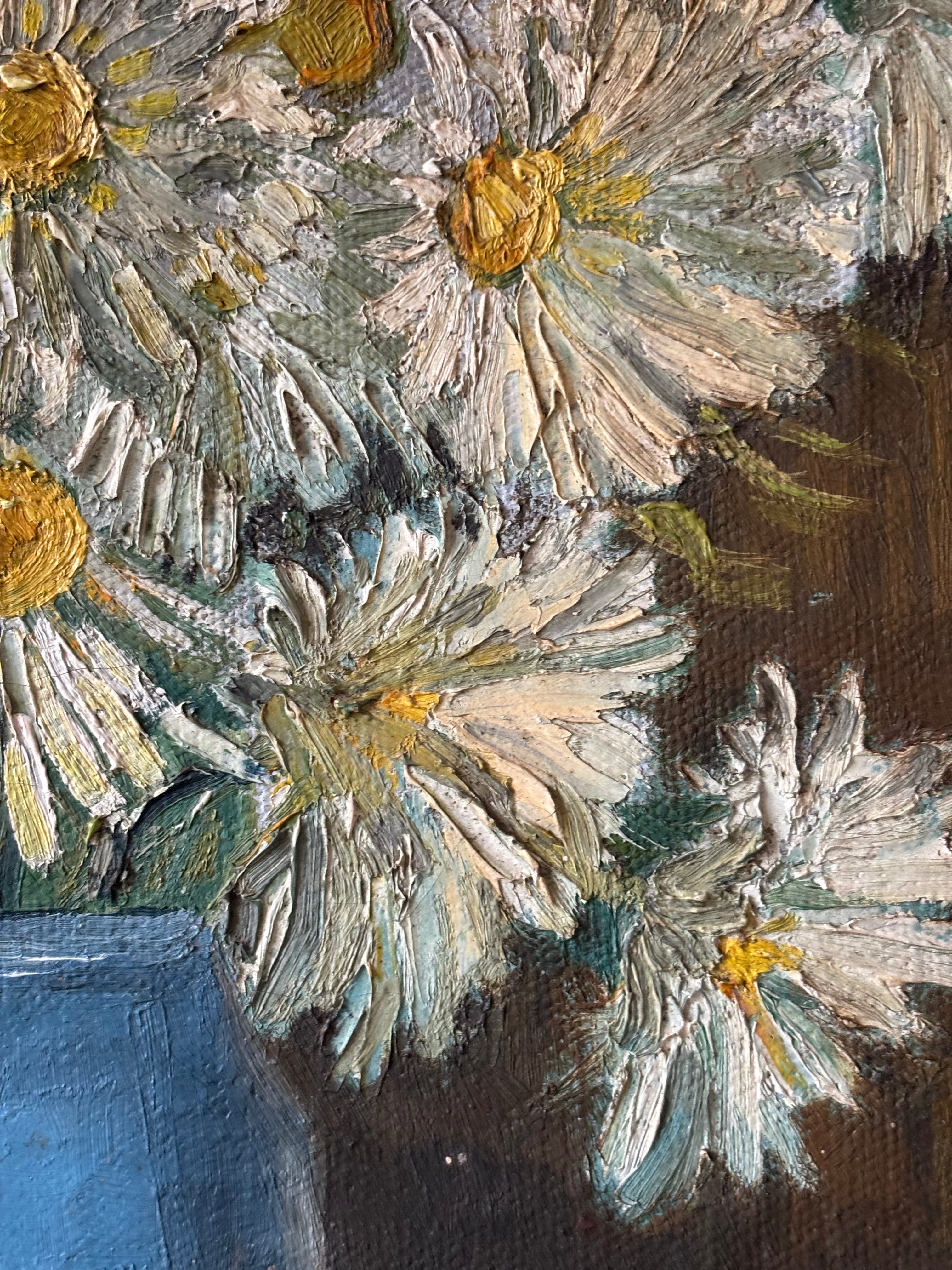 Daisies in a Blue Vase