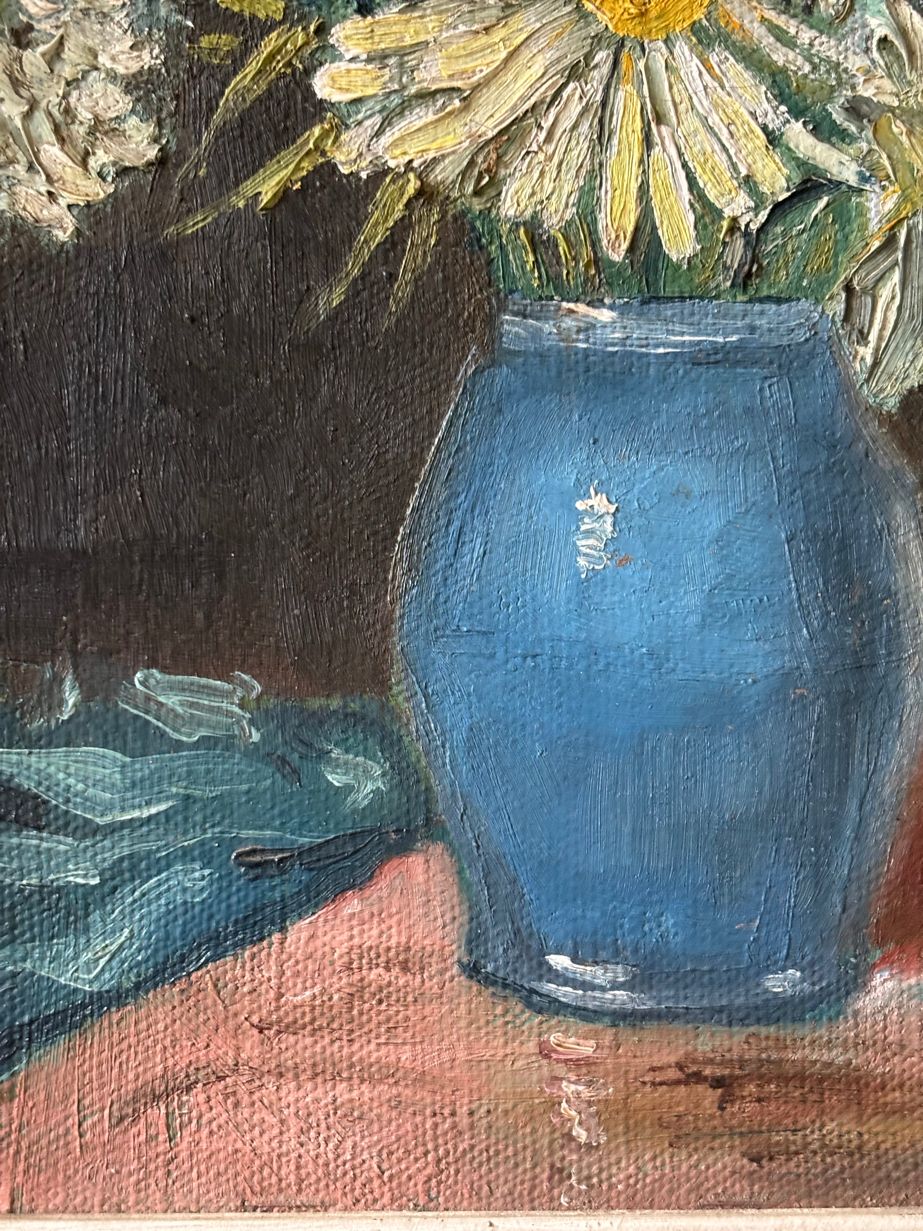 Daisies in a Blue Vase