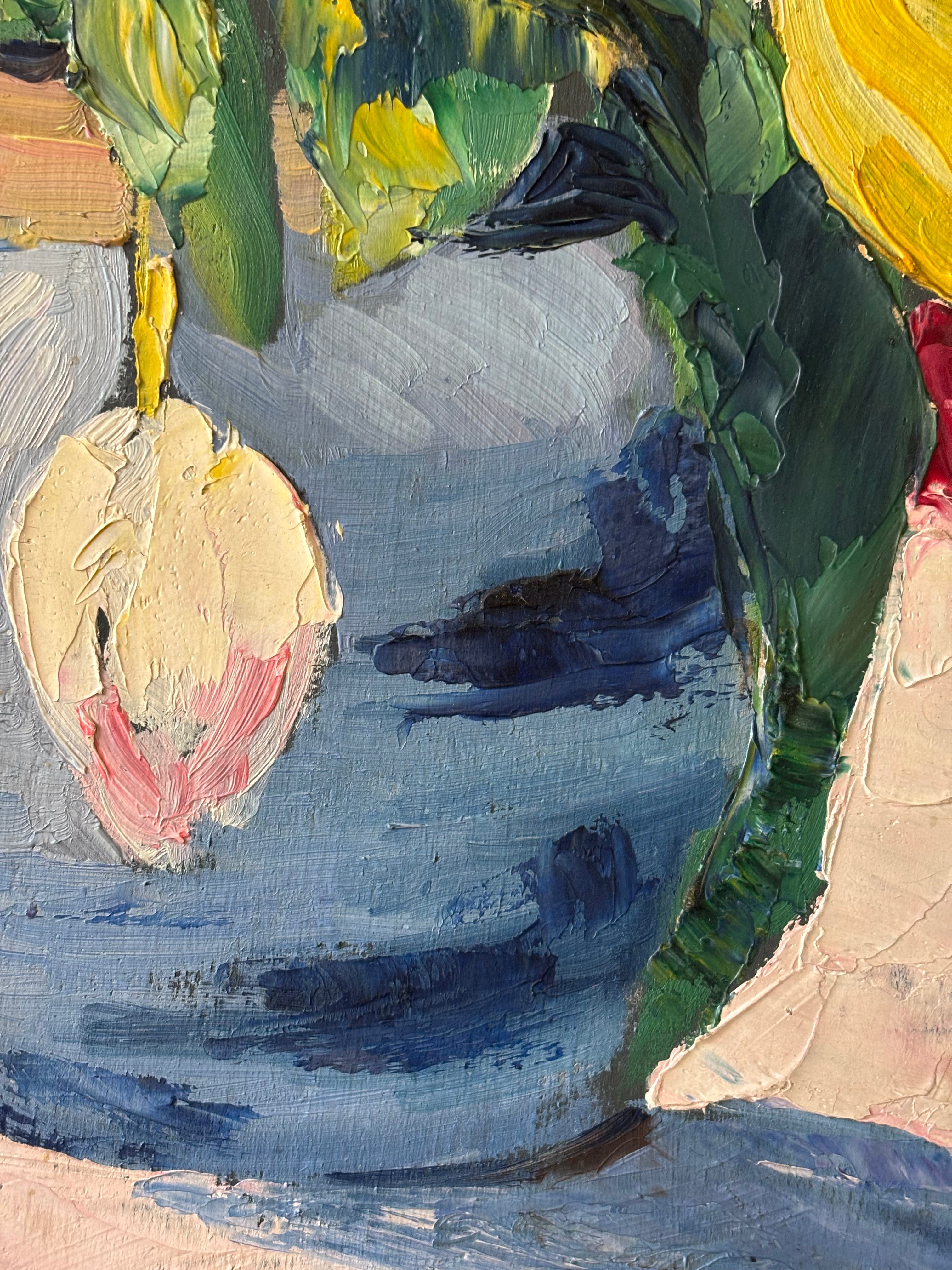 Tulips in a Blue Vase