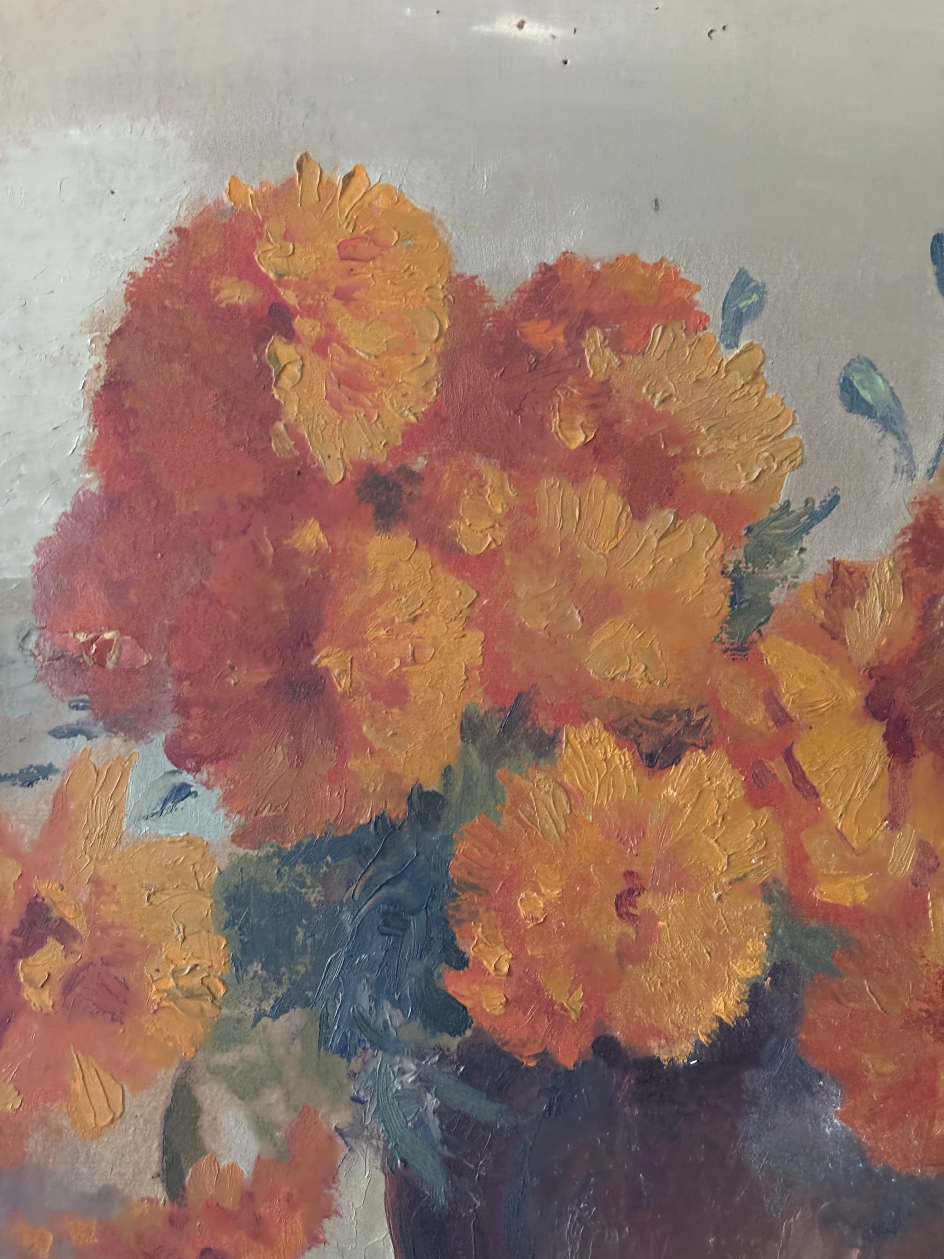 Marigolds in a Clay Jug
