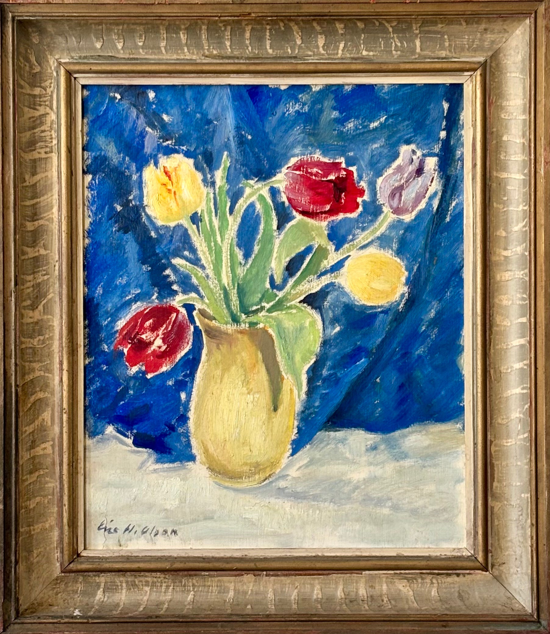 Tulips on Blue