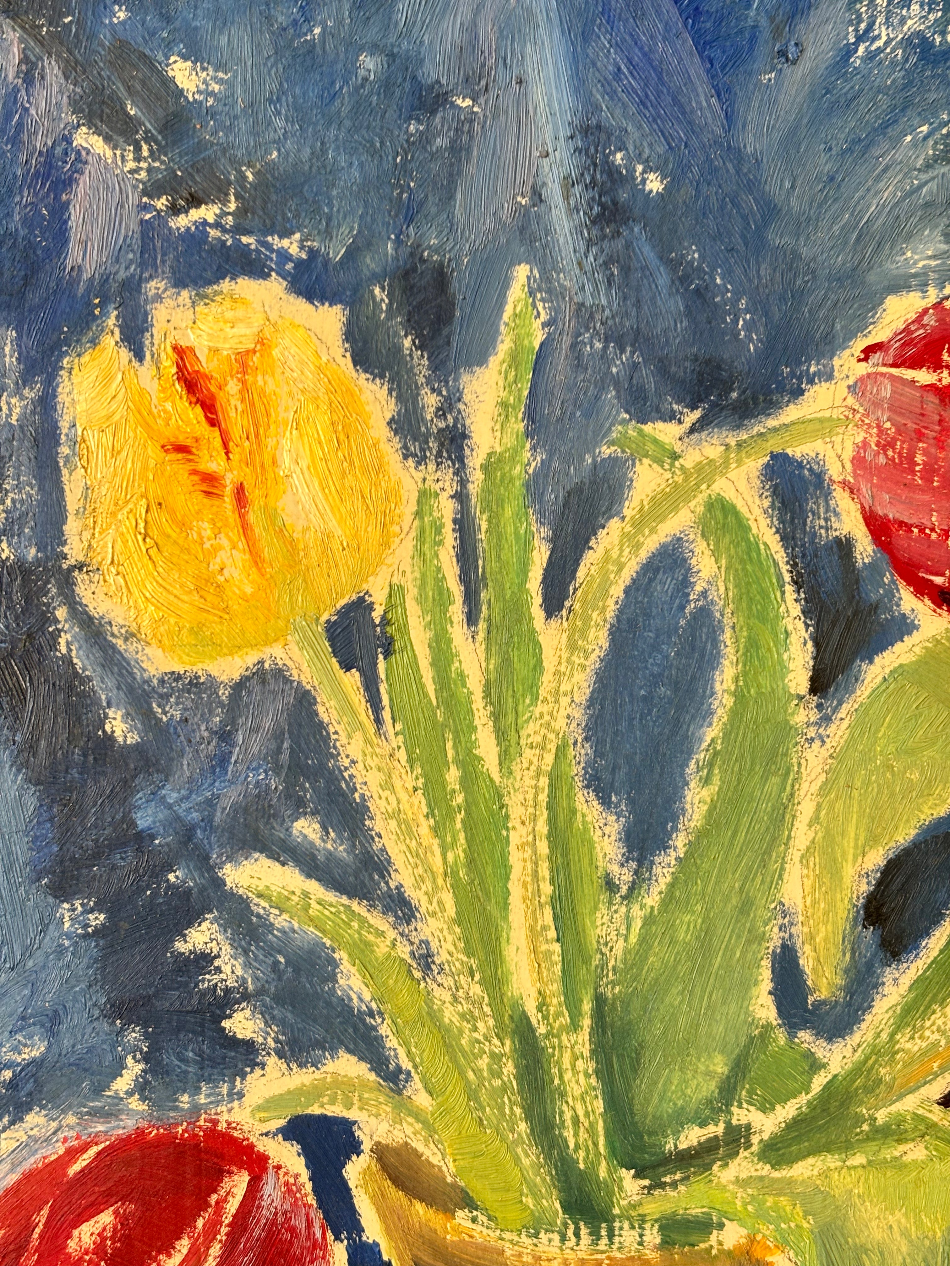 Tulips on Blue