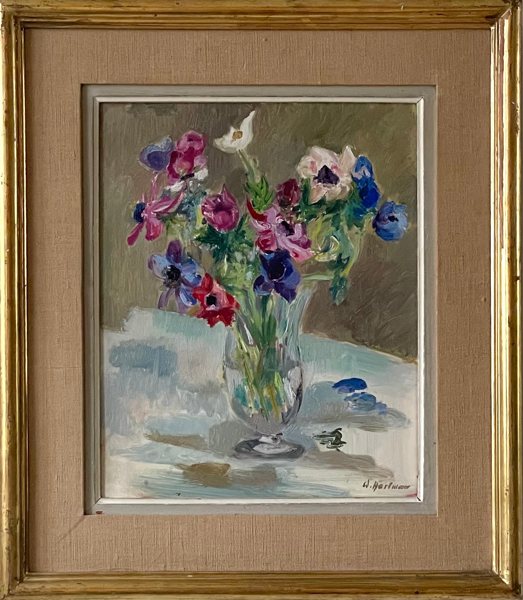 Anemones in a Glass Vase