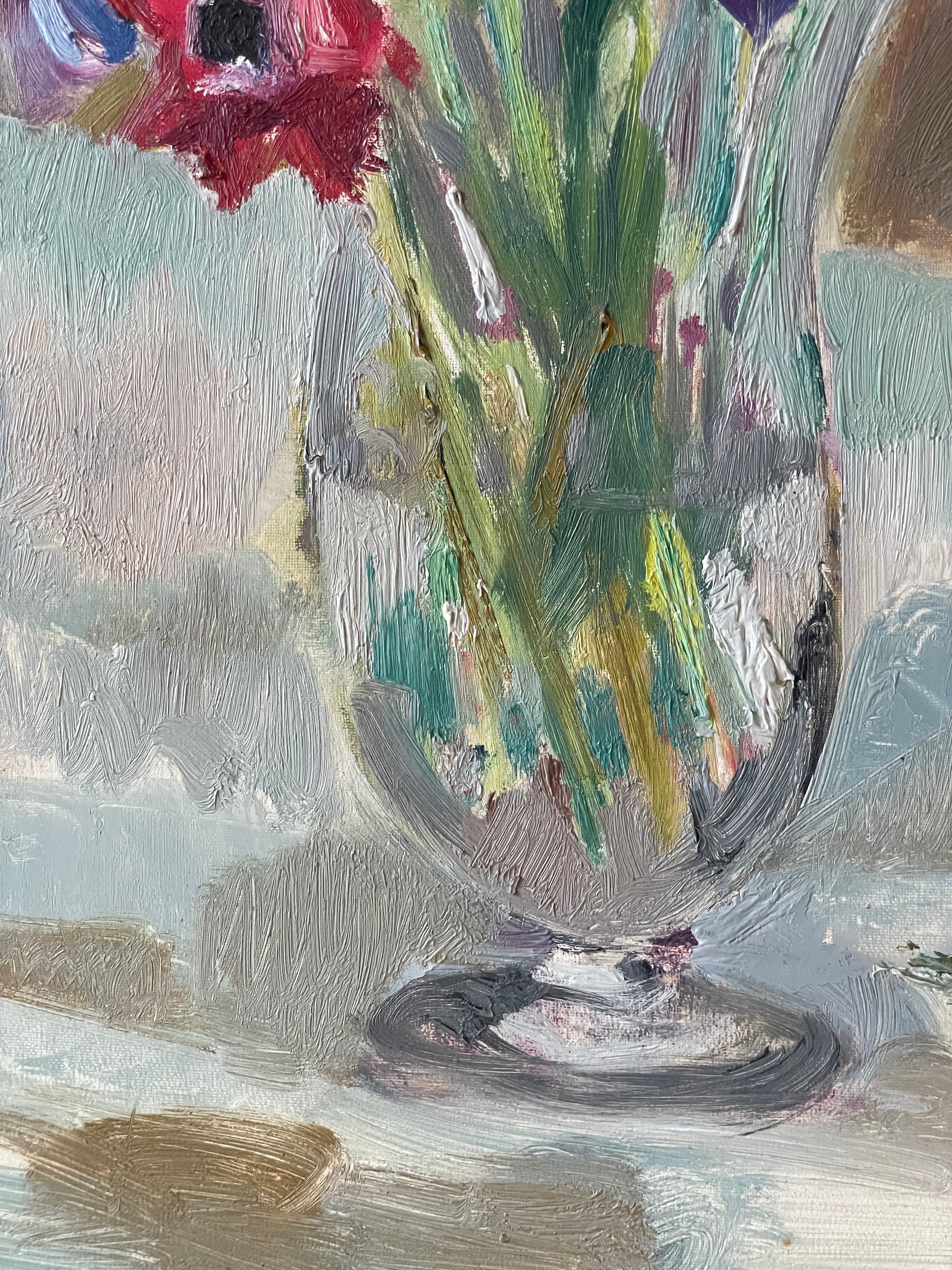 Anemones in a Glass Vase