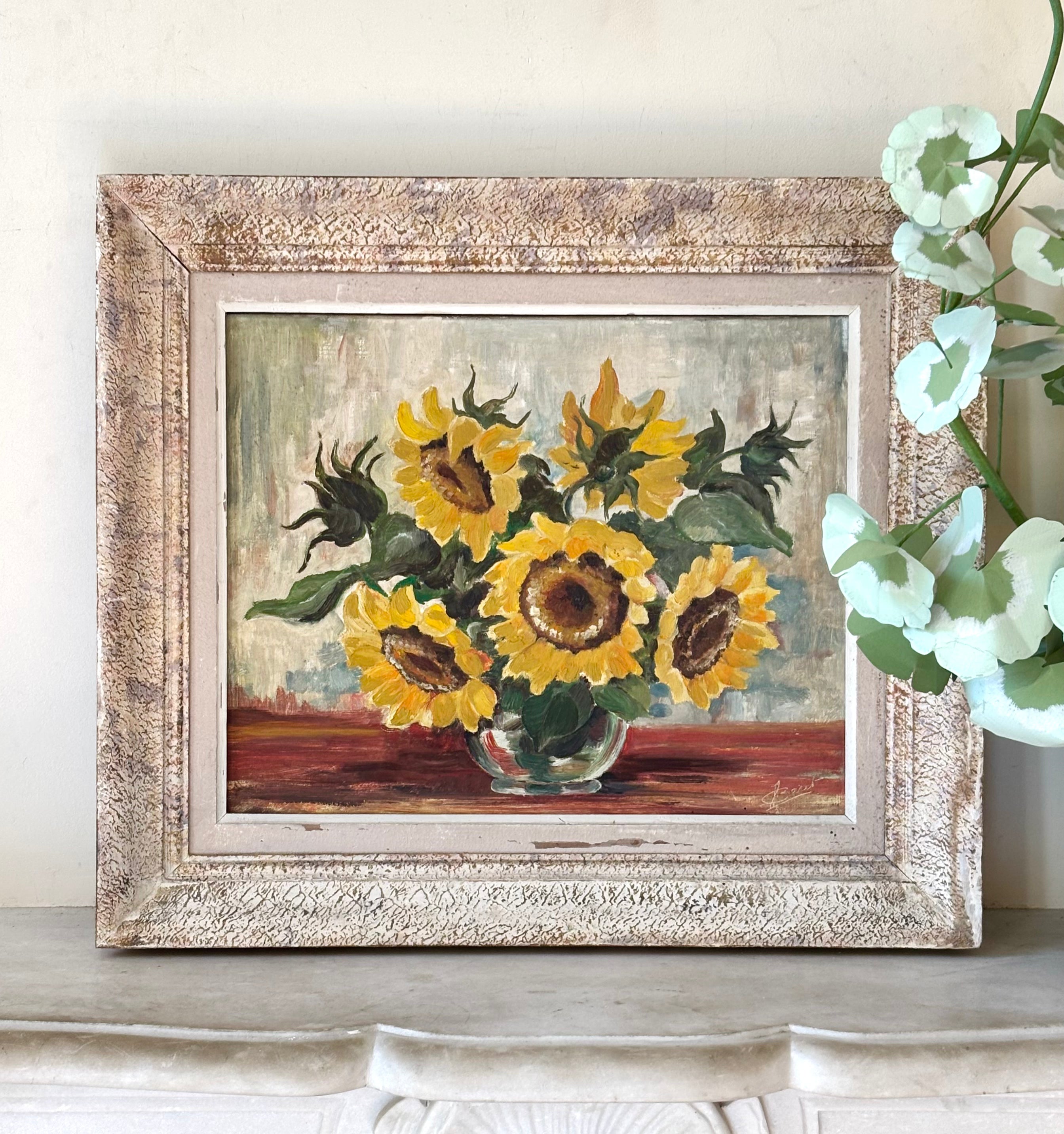 Sunflowers in a Glass Vase