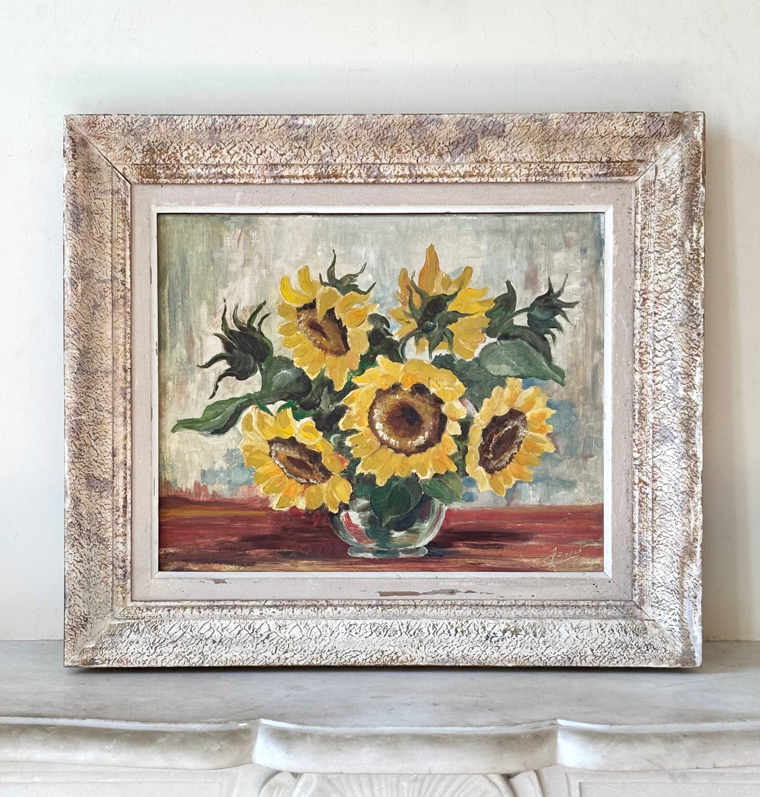 Sunflowers in a Glass Vase