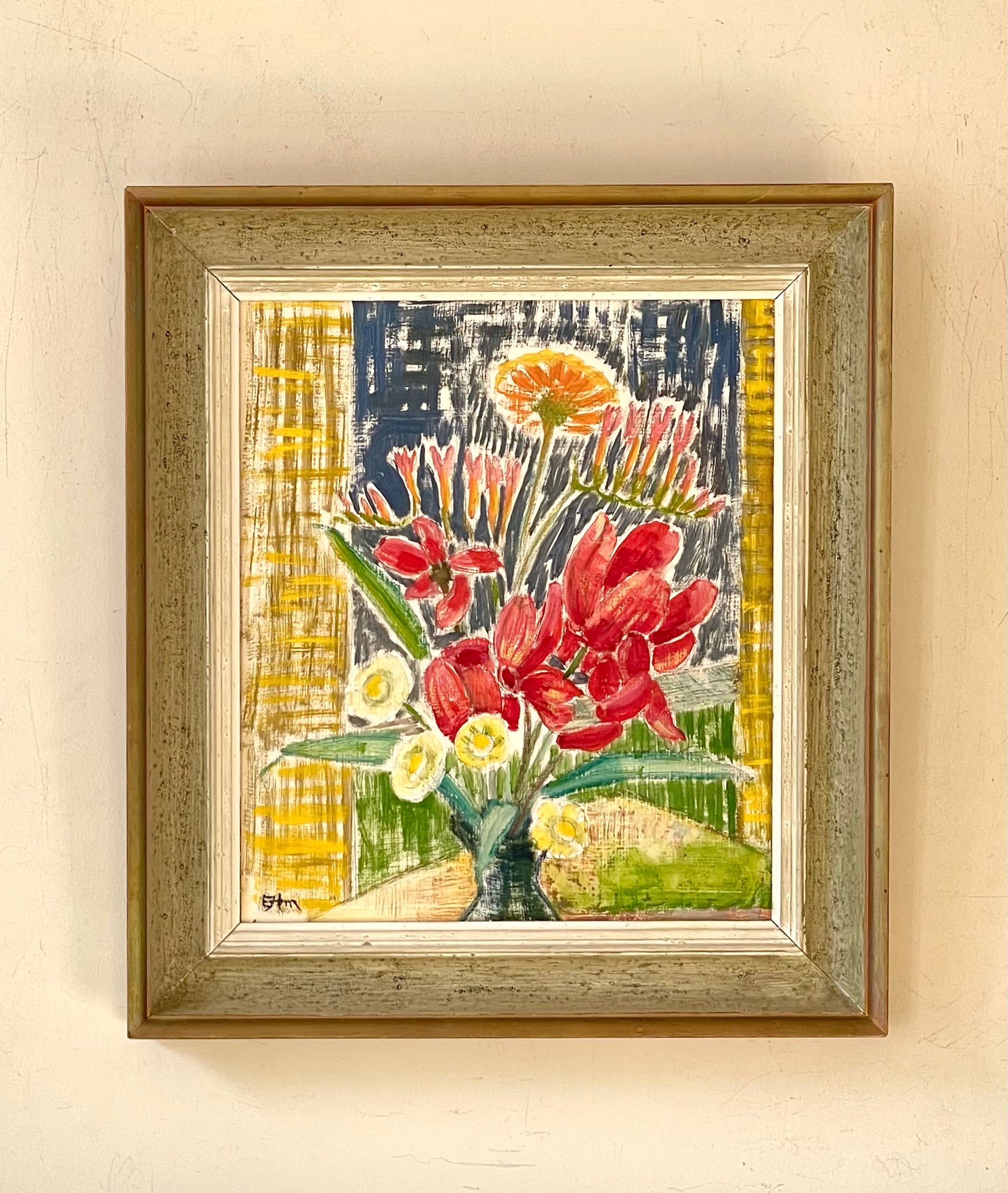 Red Tulips and Fresias