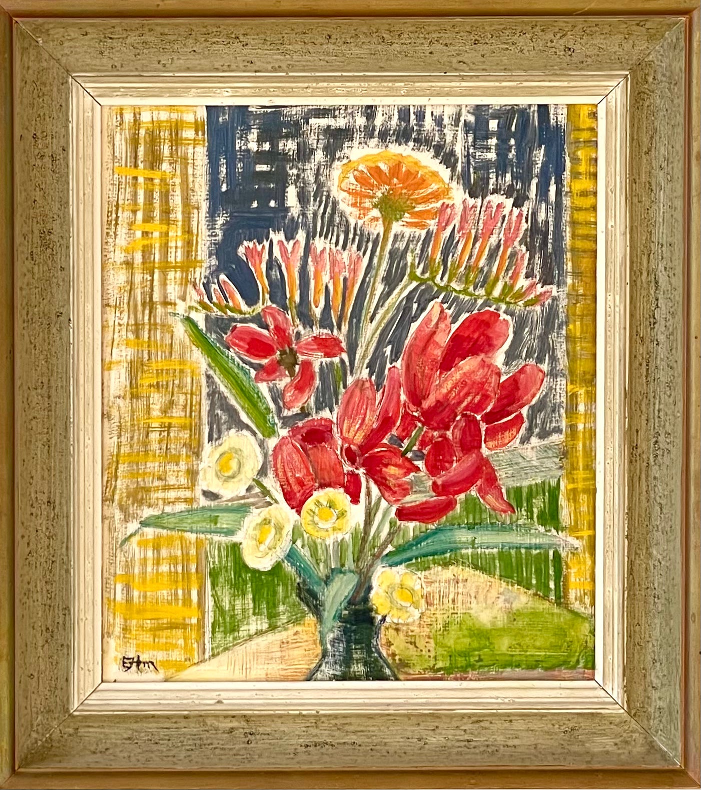 Red Tulips and Fresias