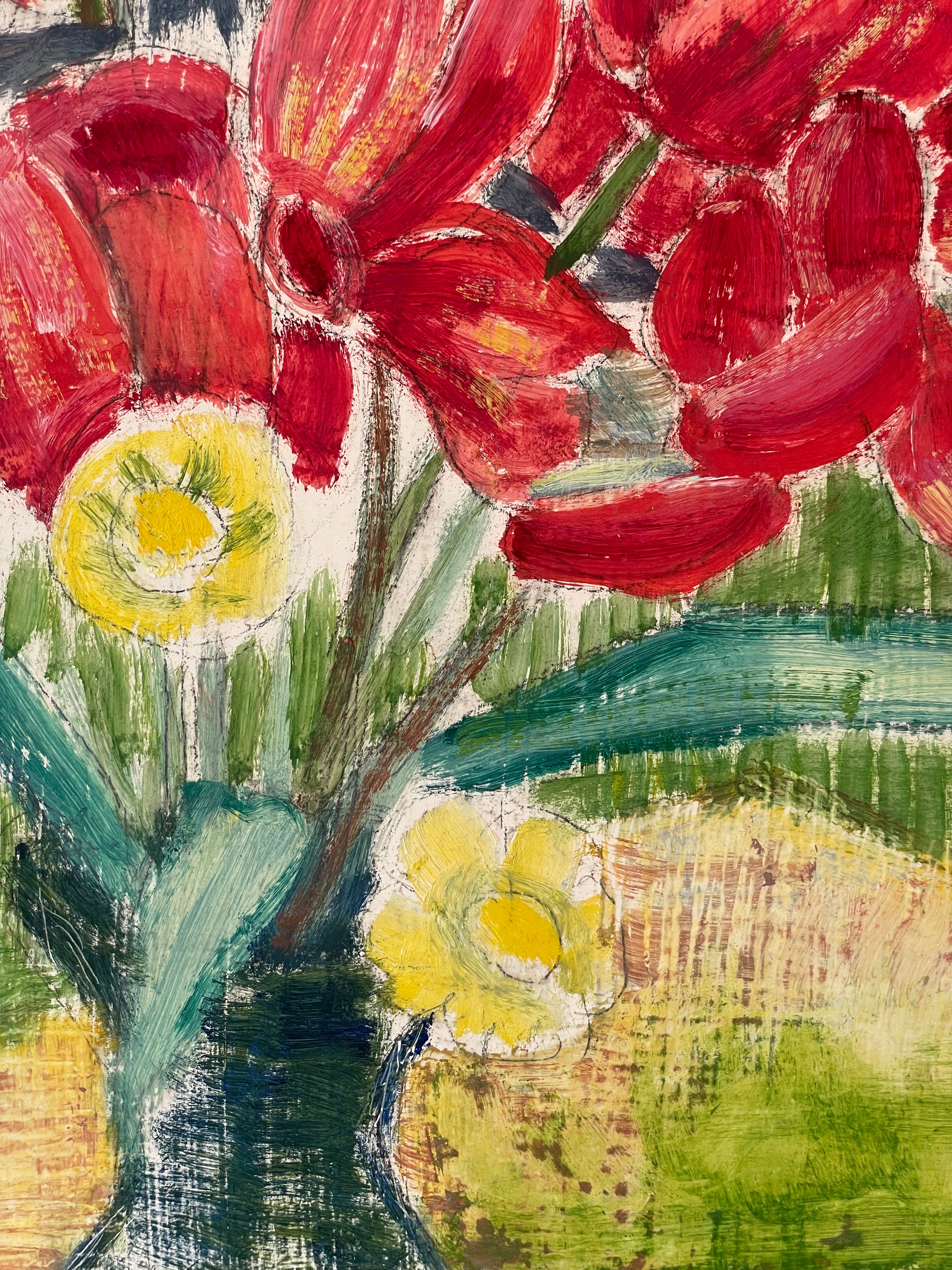 Red Tulips and Fresias