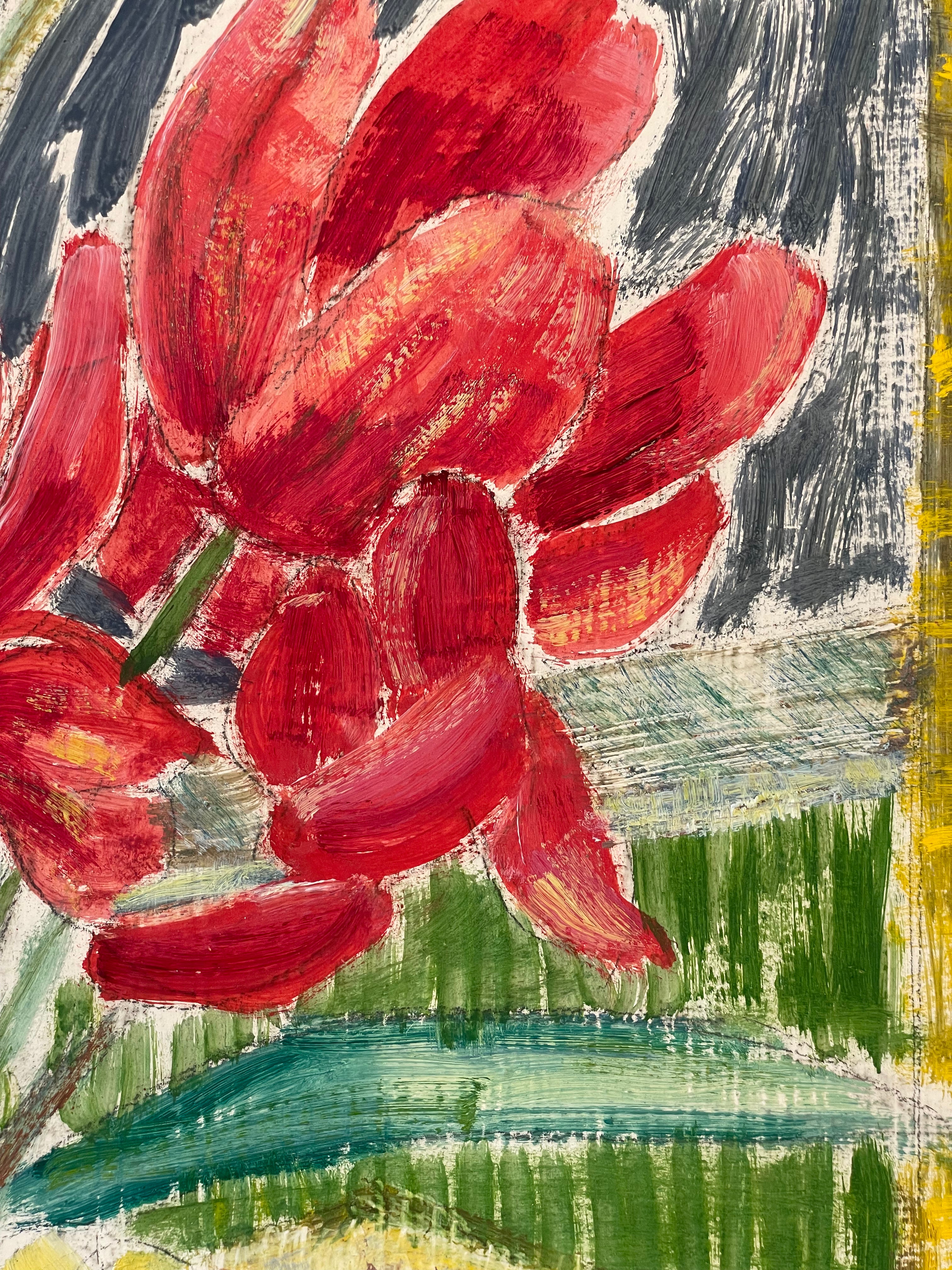 Red Tulips and Fresias