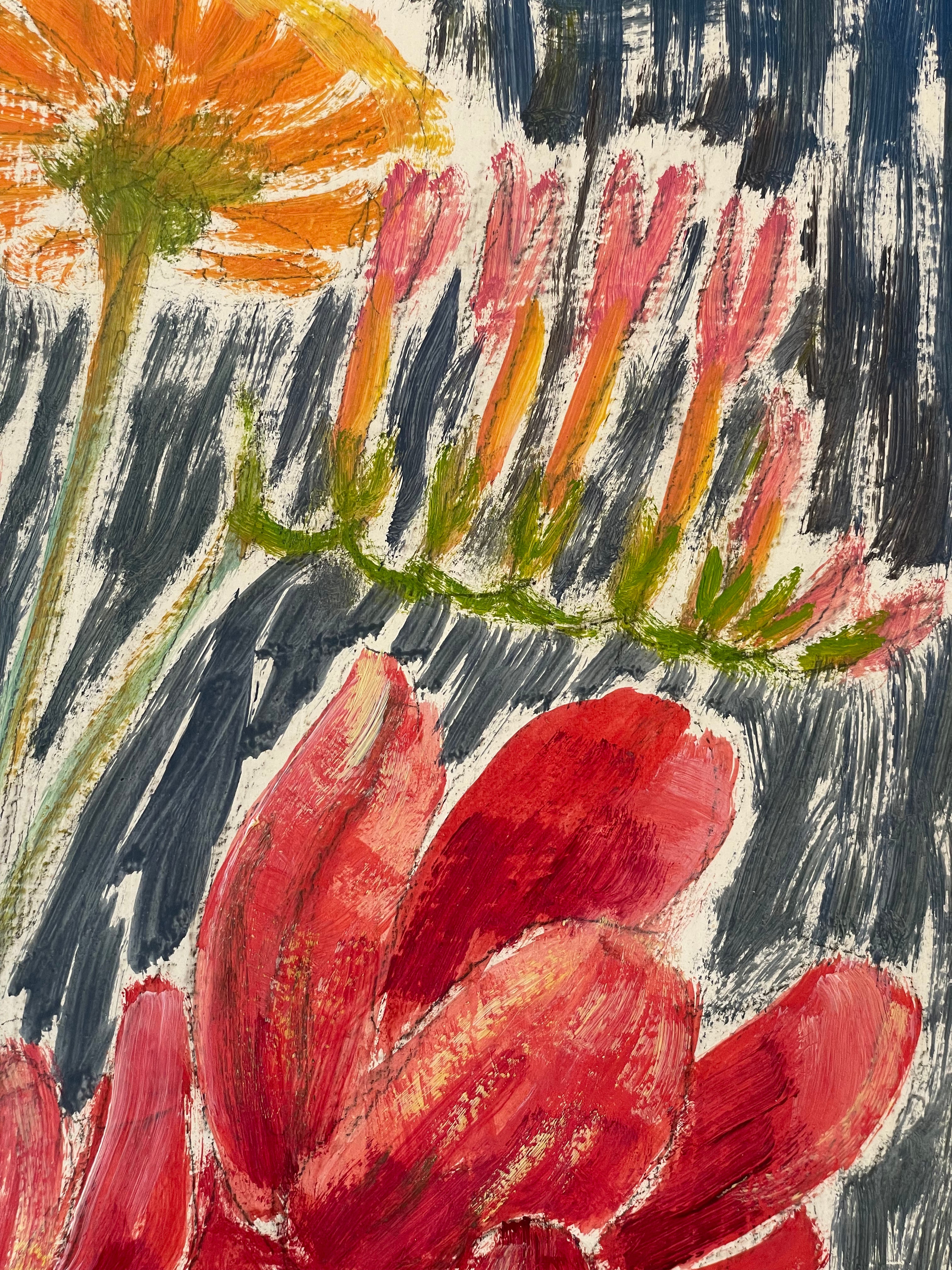 Red Tulips and Fresias