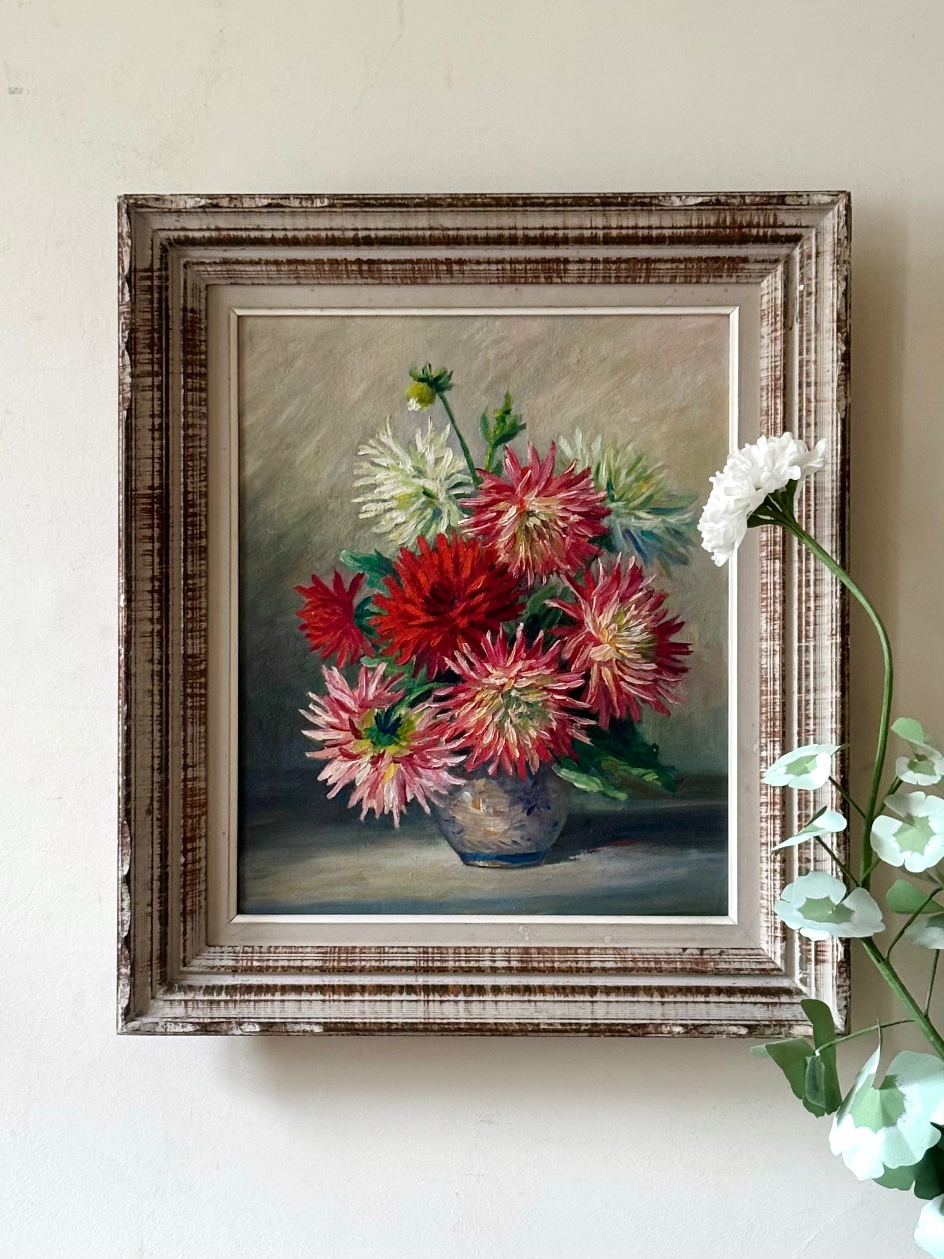 Red and White Dahlias