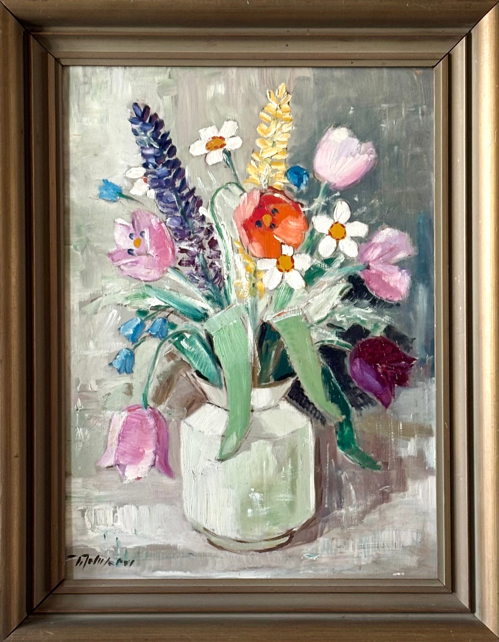 Flowers in Eau de Nil Vase