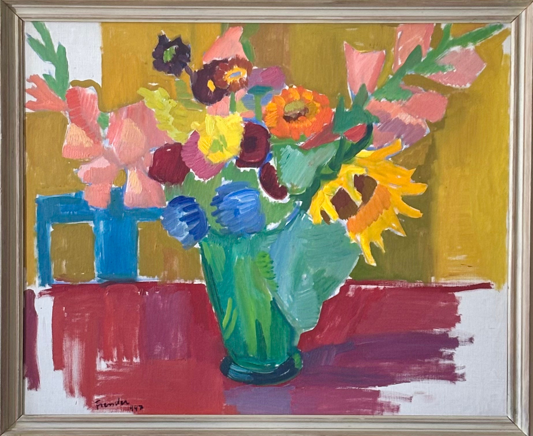 Blue Chair, Gladioli and Sunflower