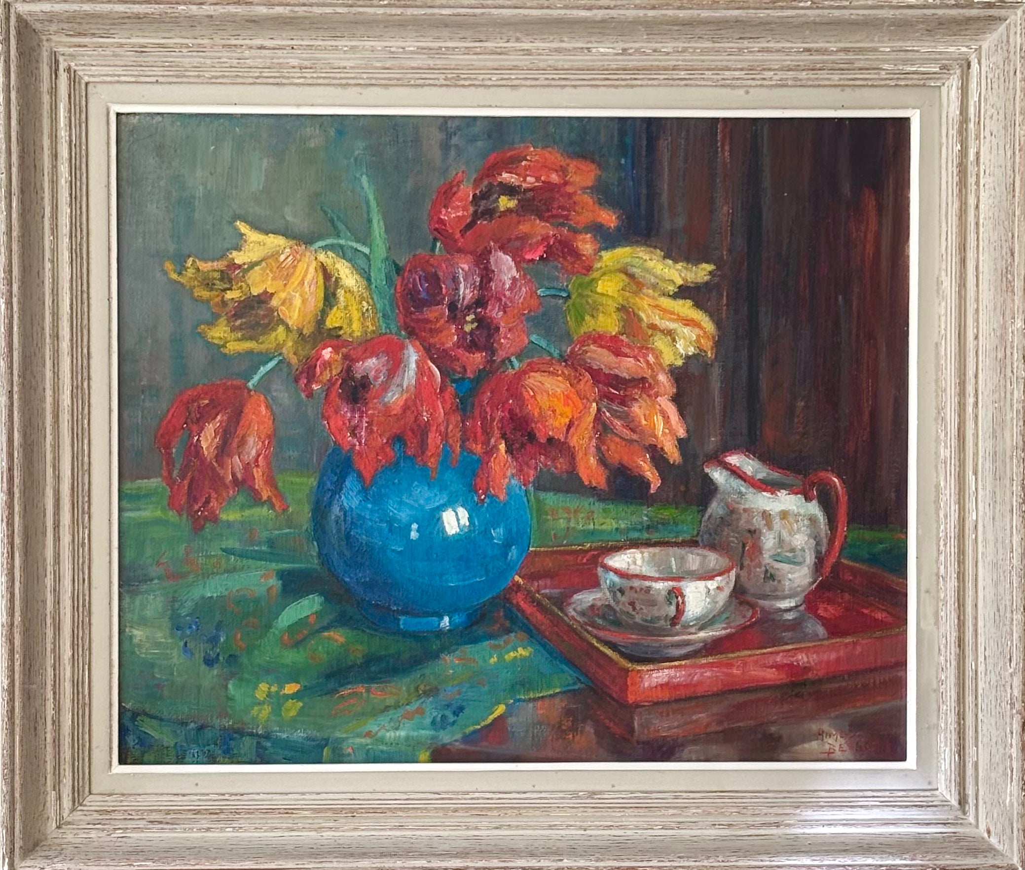 Tulips in a Blue Vase