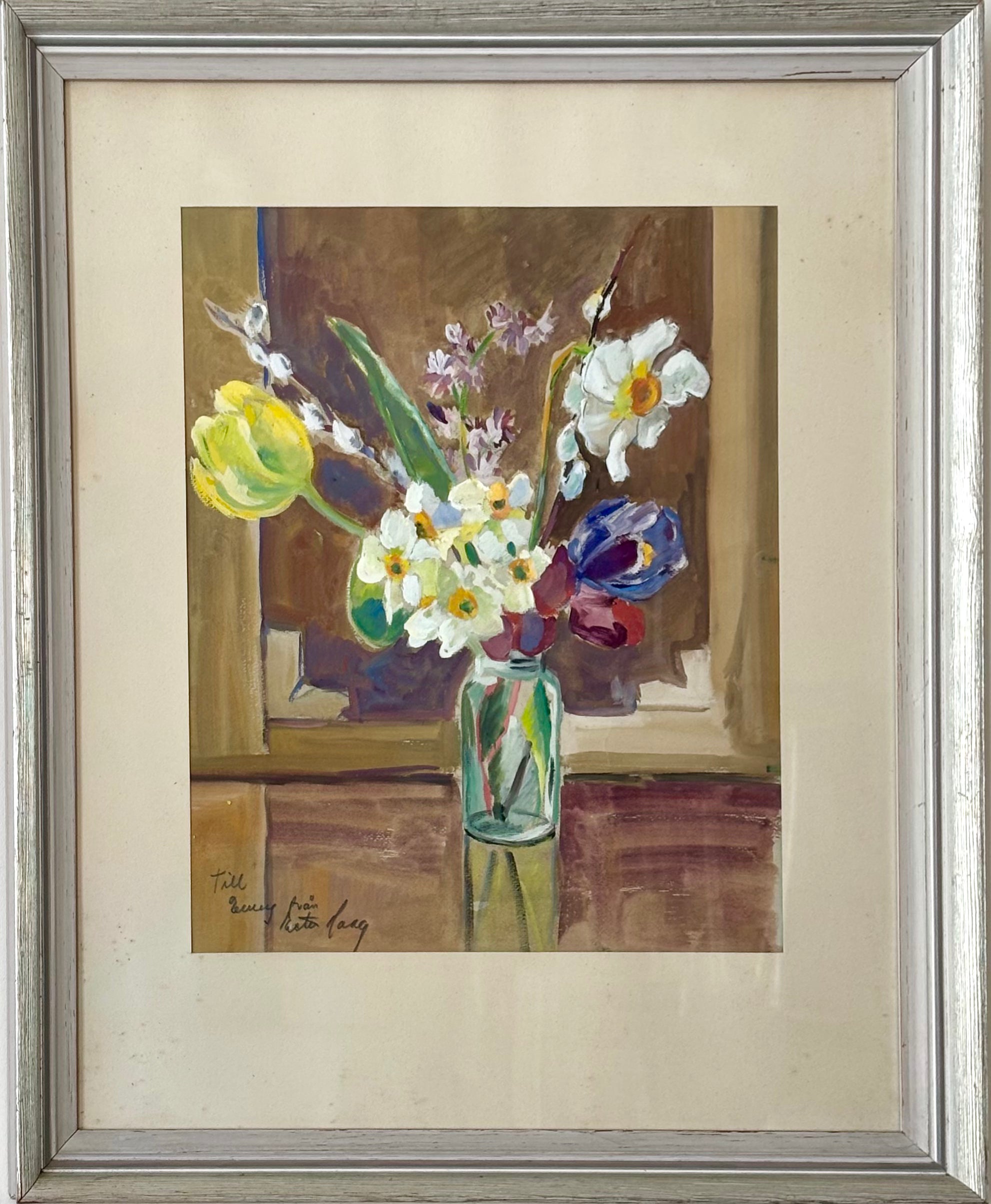 Spring Flowers in a Jam Jar