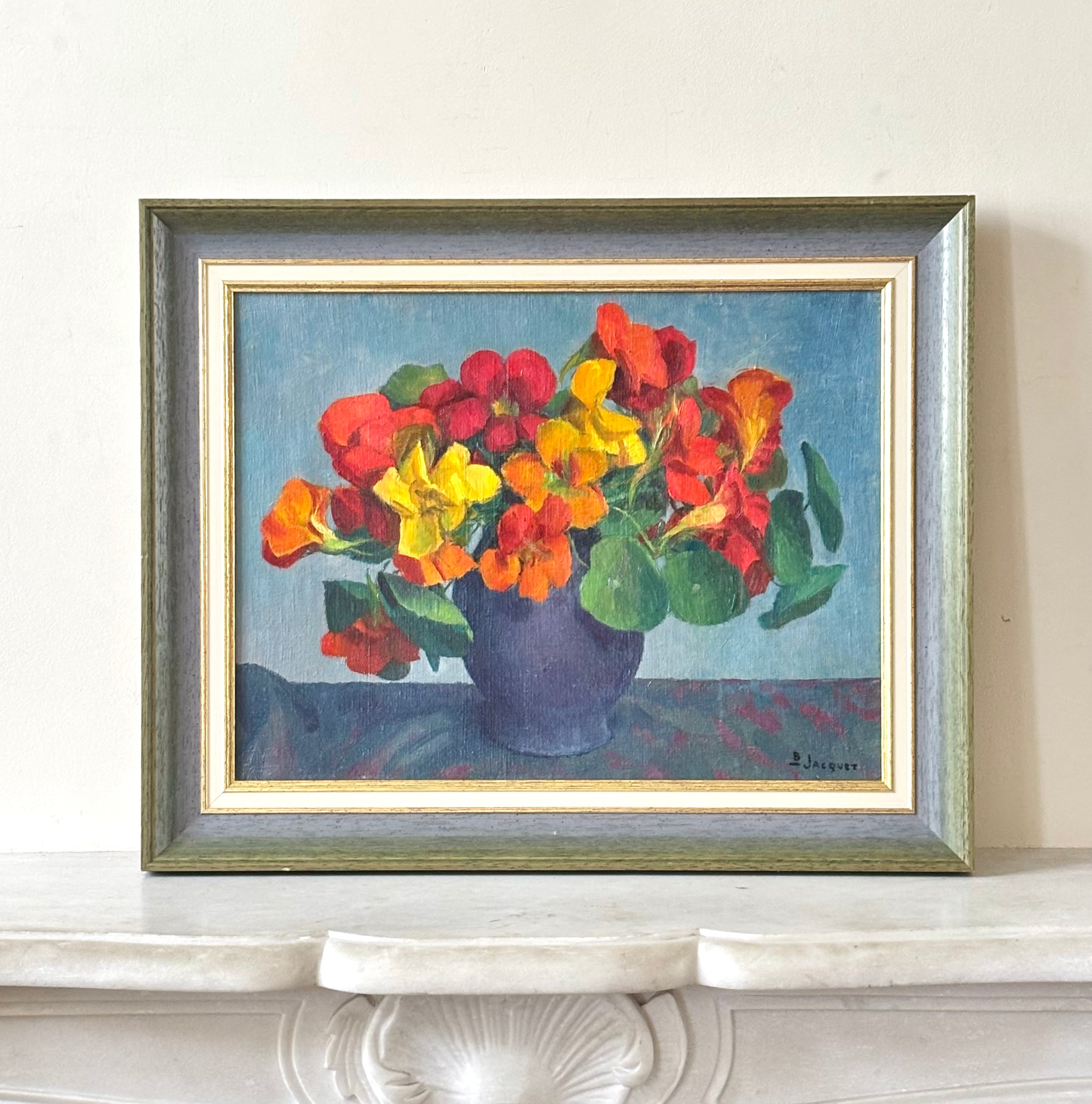 Nasturtiums on Blue