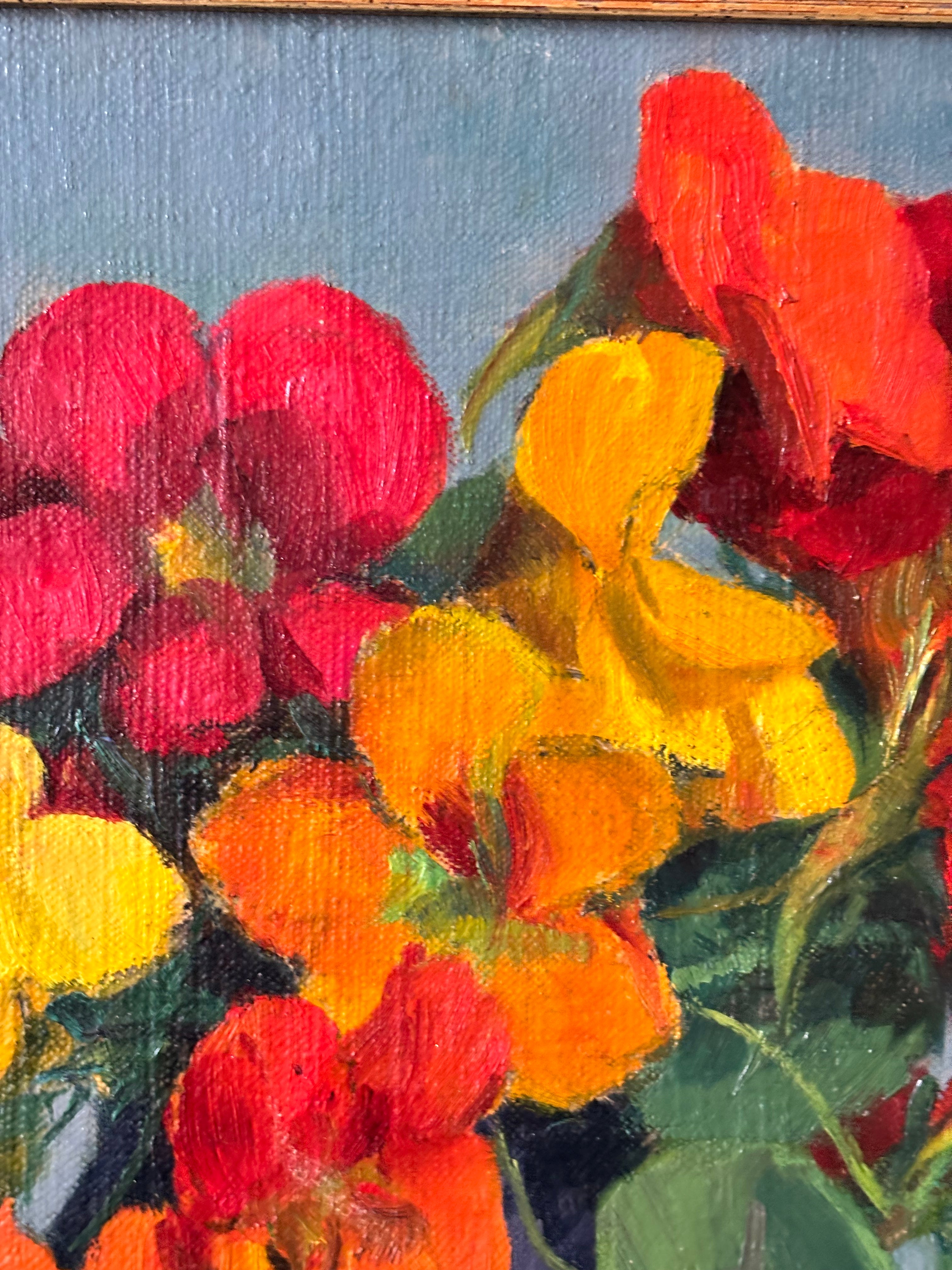 Nasturtiums on Blue