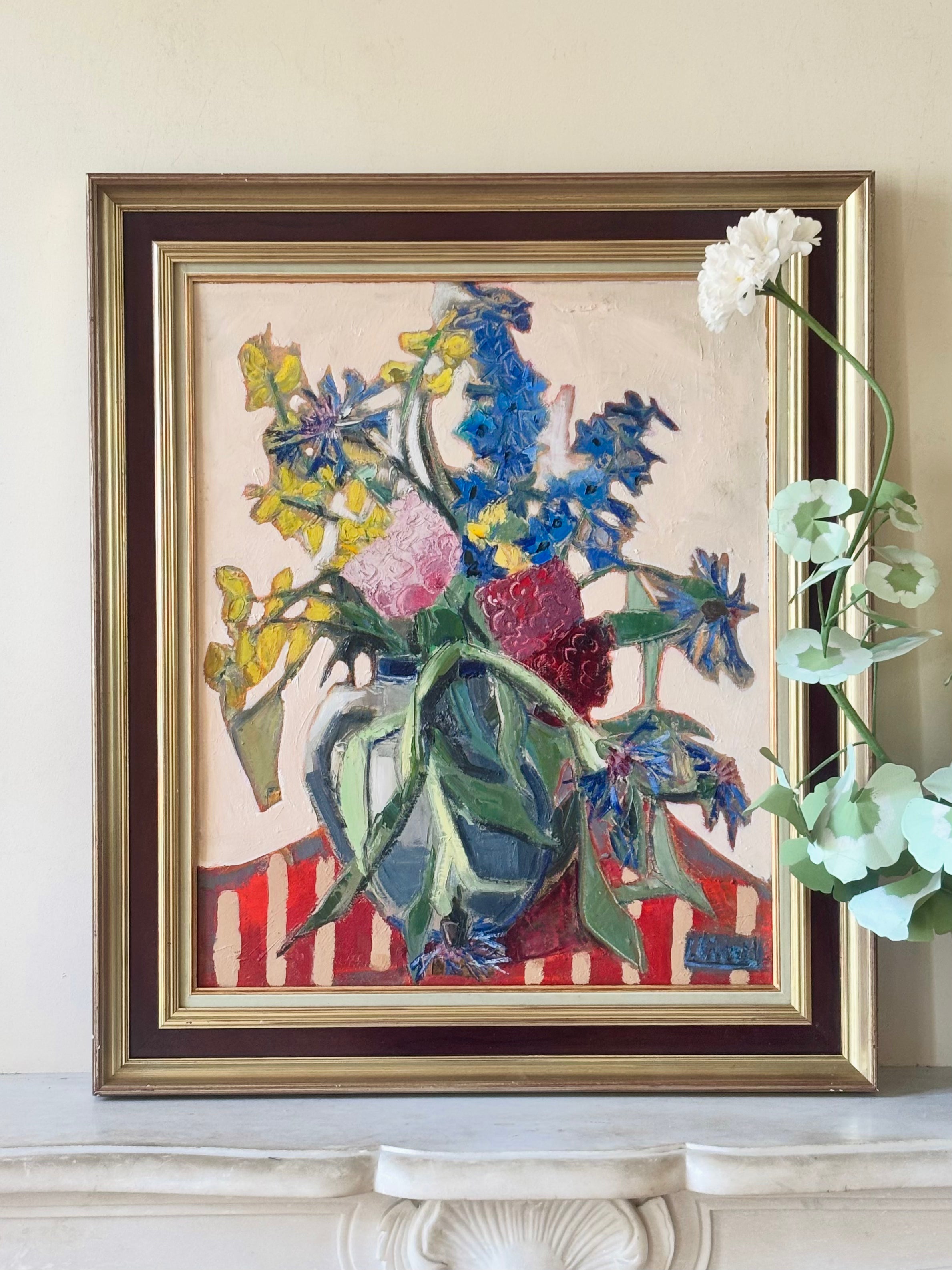 Summer Flowers on a Striped Cloth