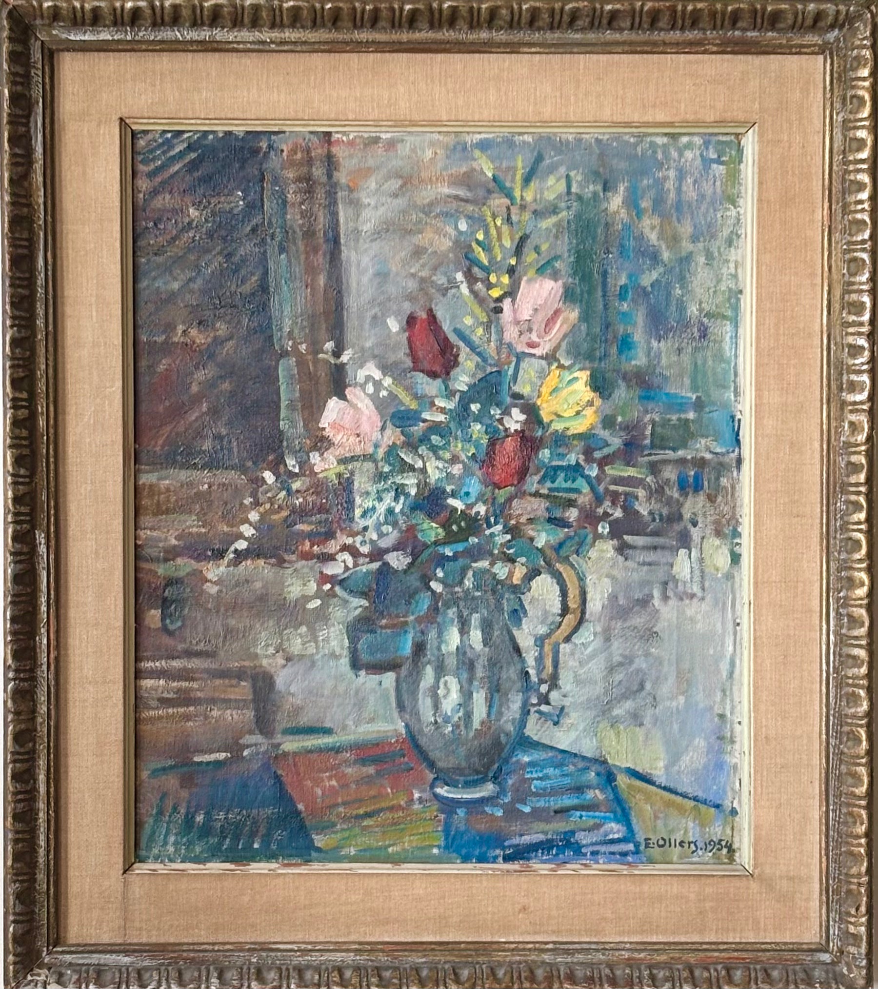 Summer Flowers in a Striped Jug