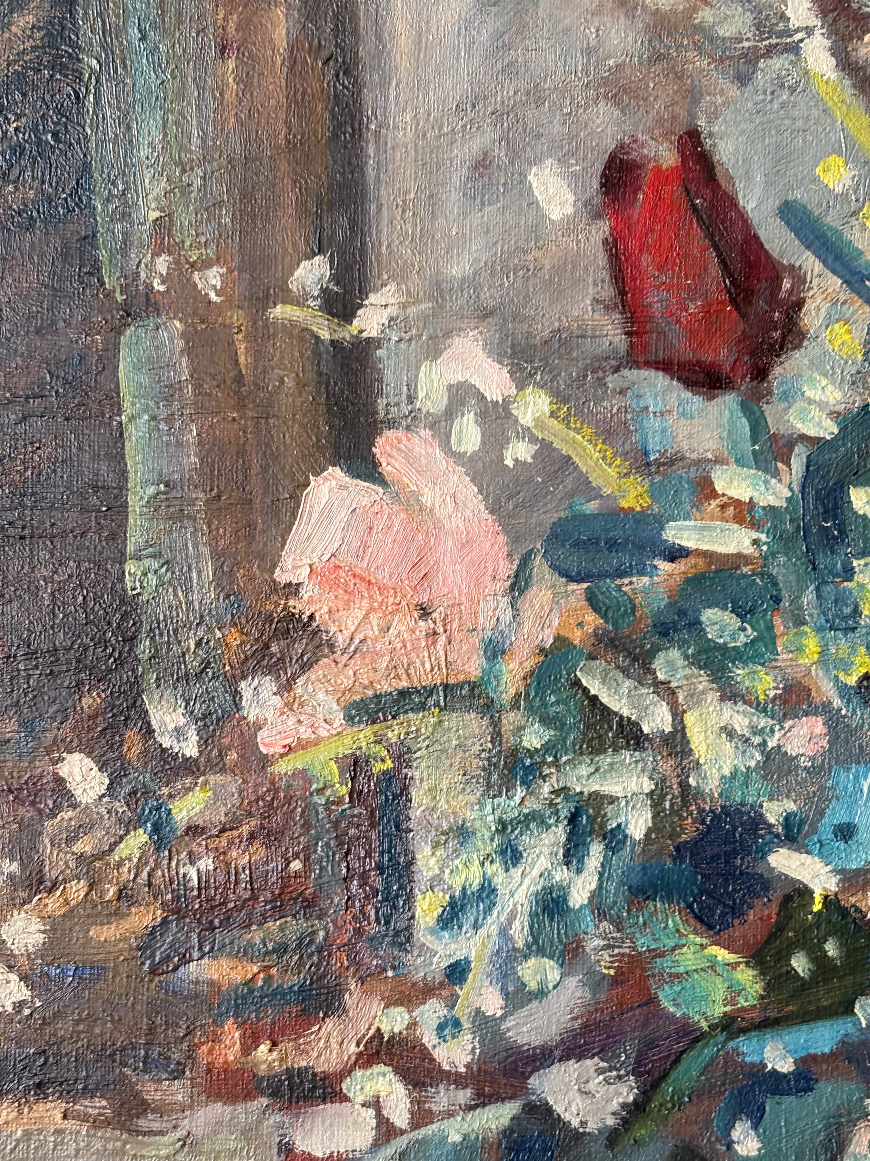 Summer Flowers in a Striped Jug