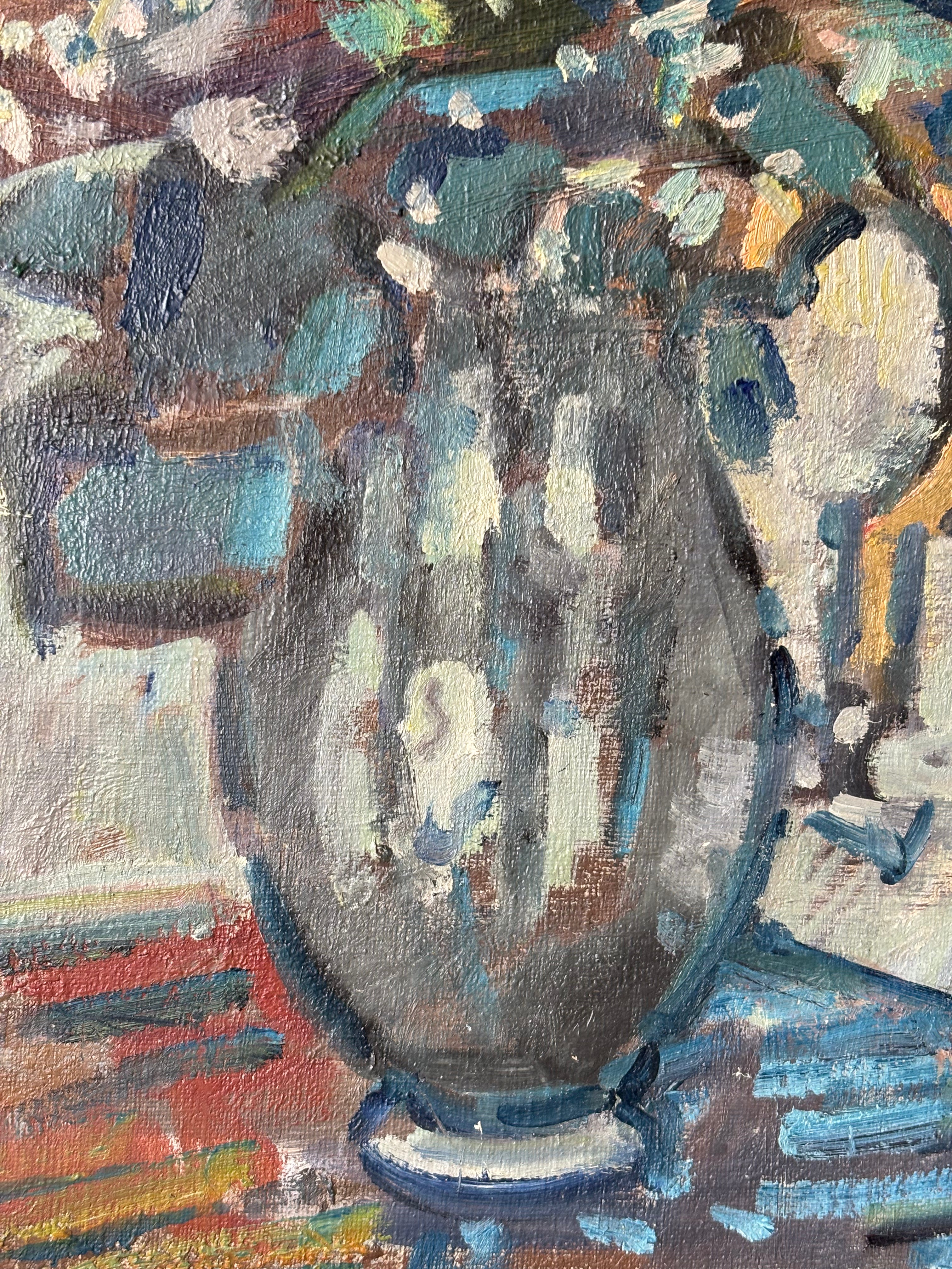 Summer Flowers in a Striped Jug