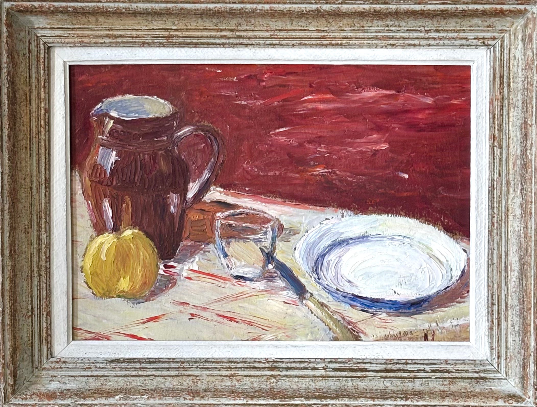 Brown Jug and Yellow Apple