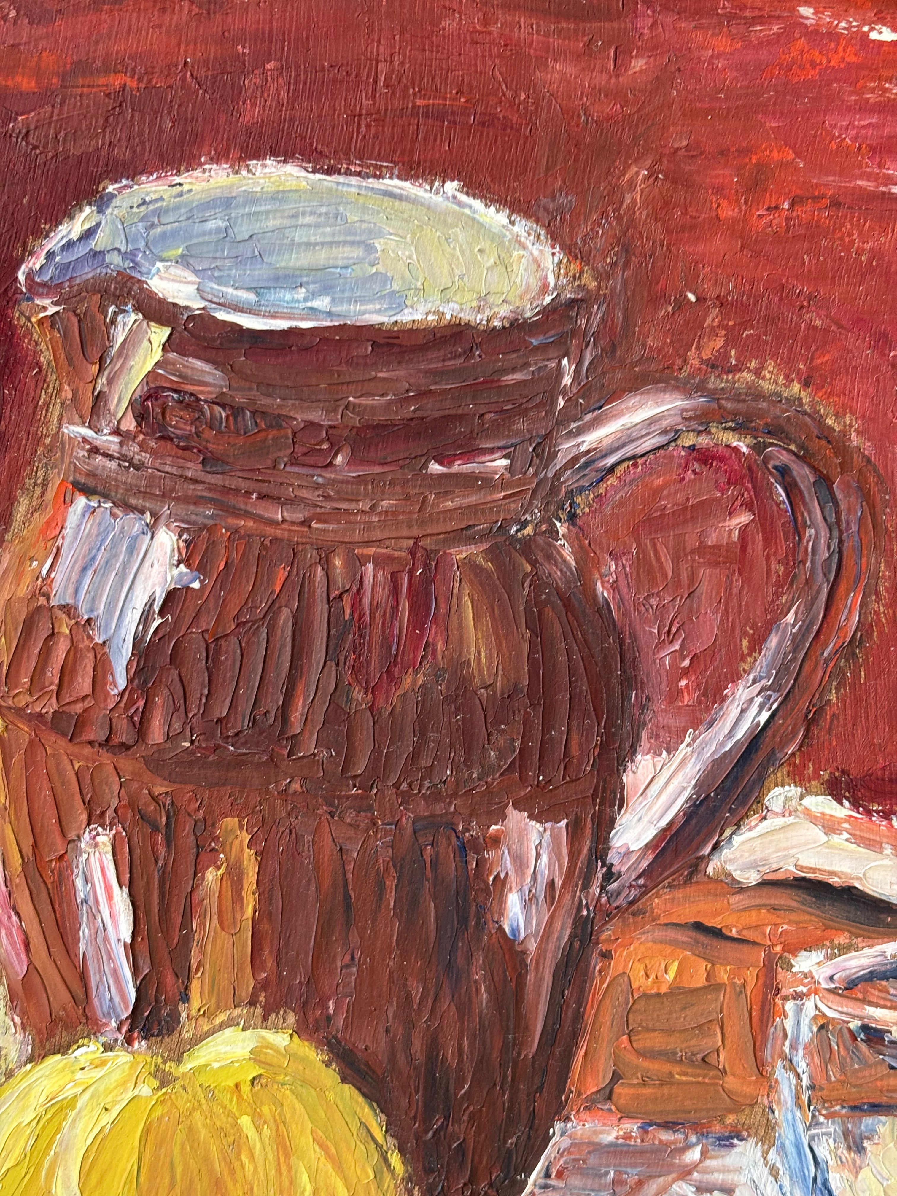 Brown Jug and Yellow Apple