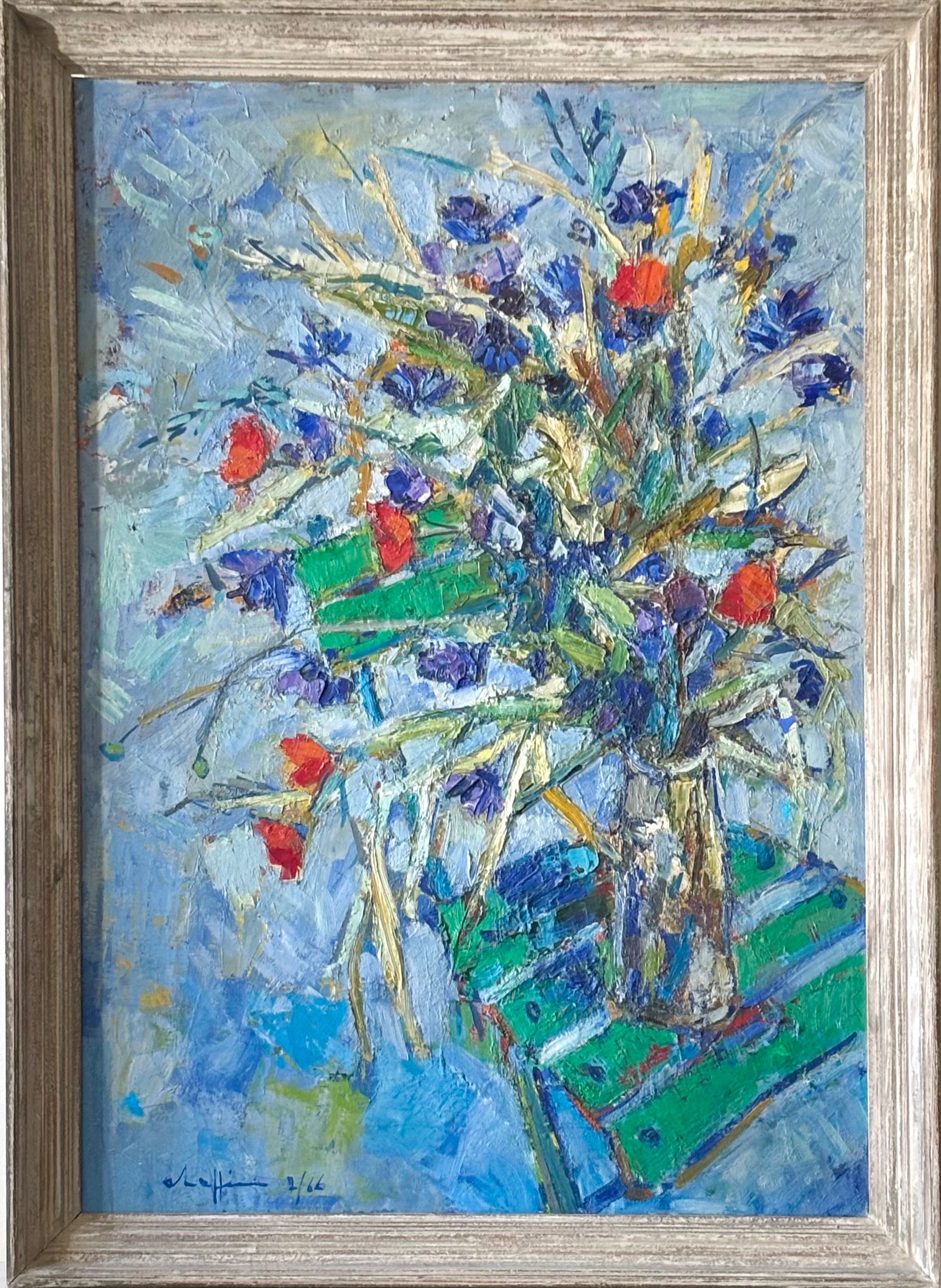 Flowers on a Green Chair