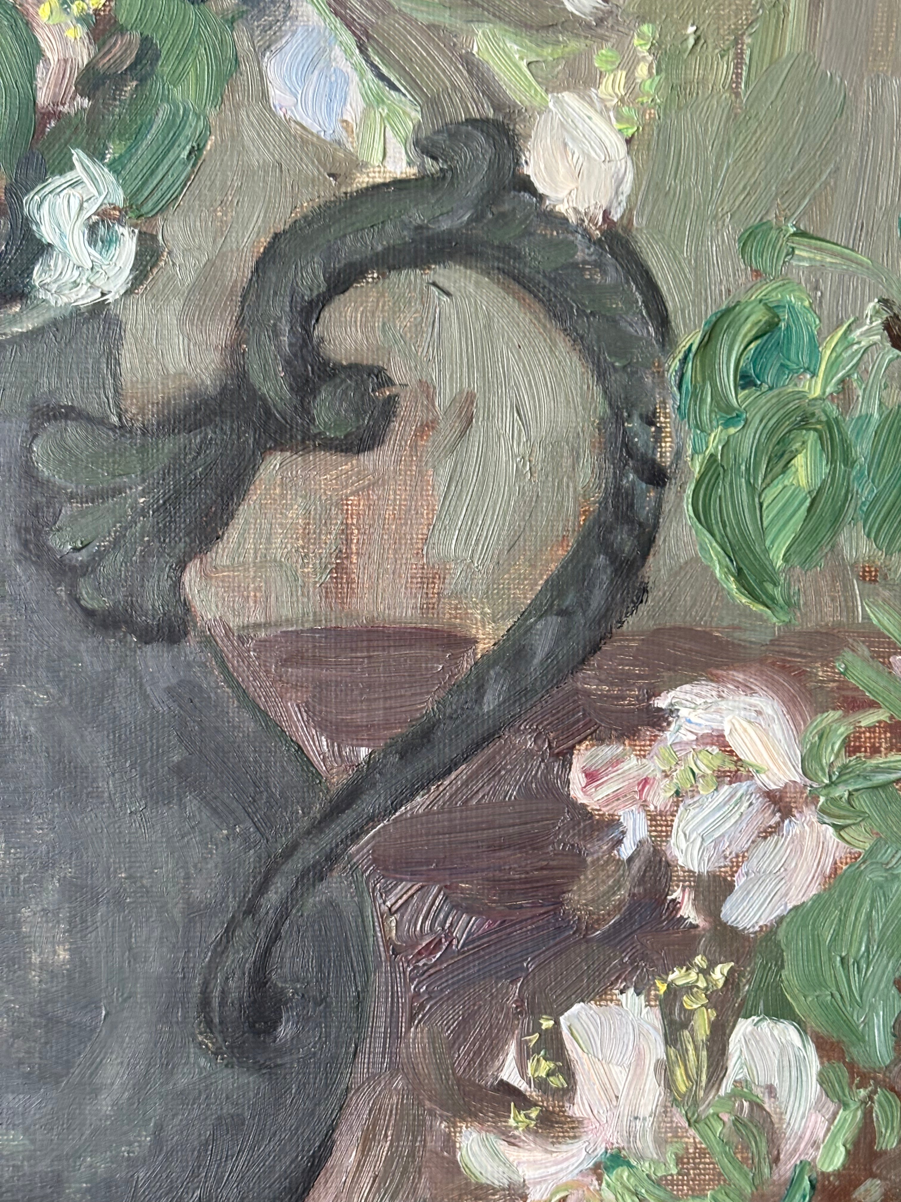 White Flowers in a Teapot ON HOLD PLEASE EMAIL FOR WAITLIST