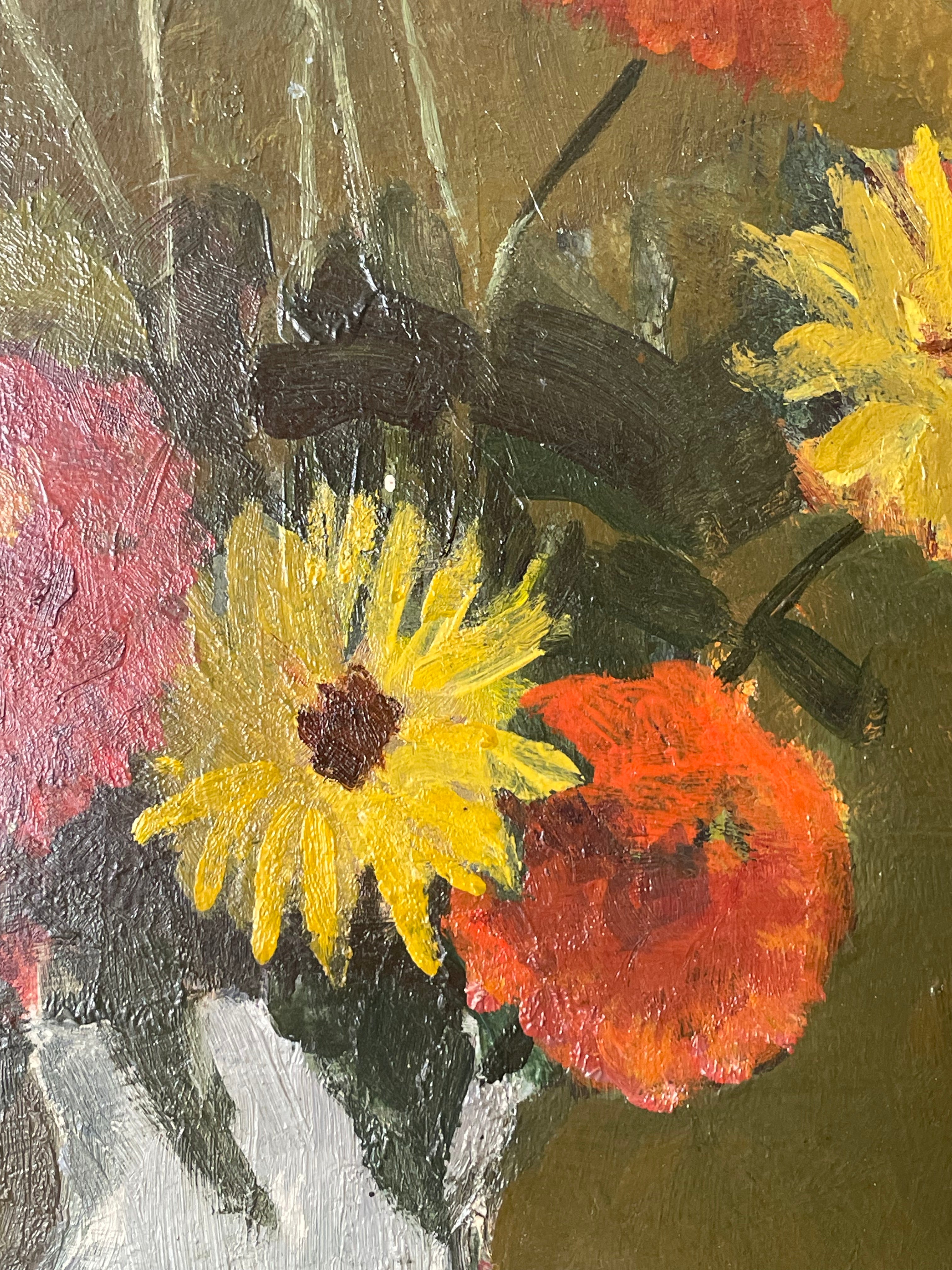 Summer Flowers on Red and White Tablecloth