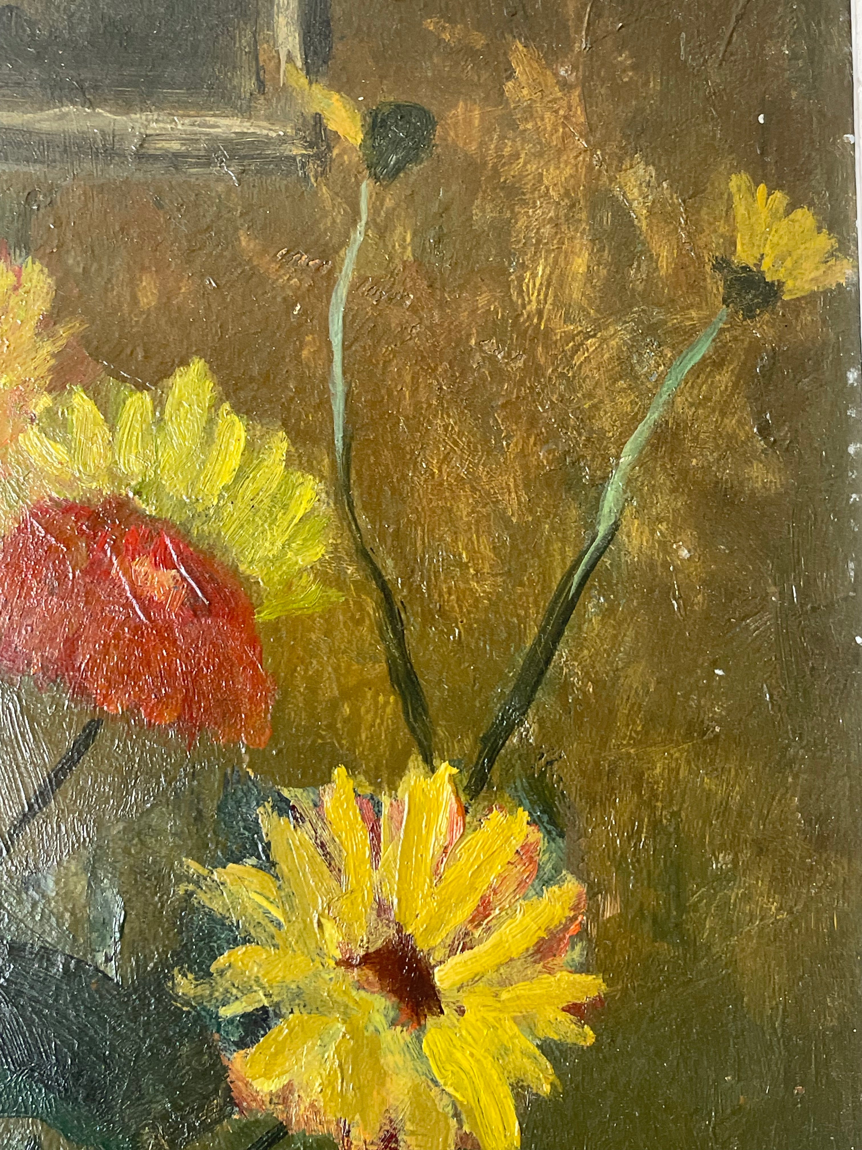 Summer Flowers on Red and White Tablecloth