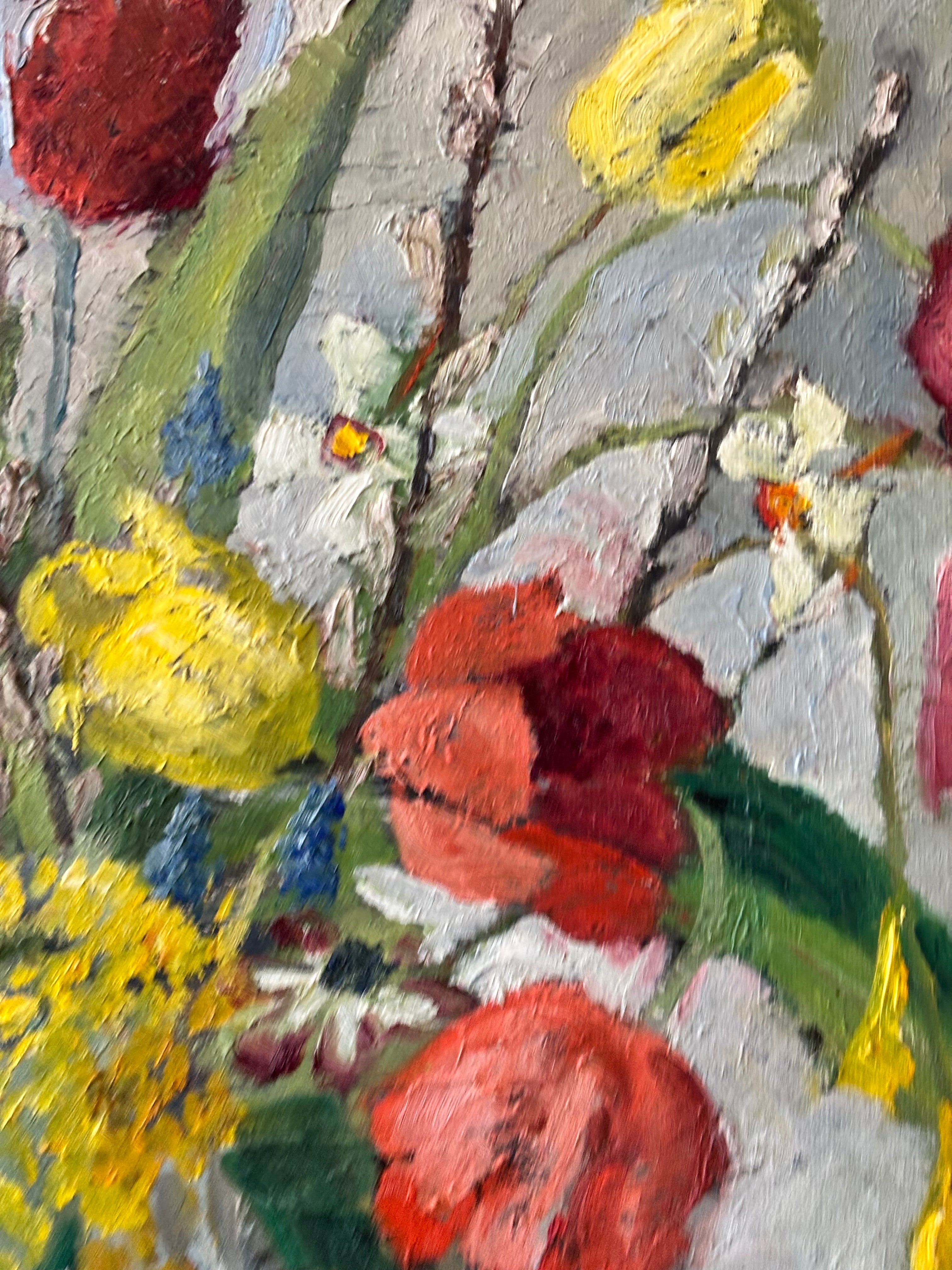Spring Flowers in a Silver Vase