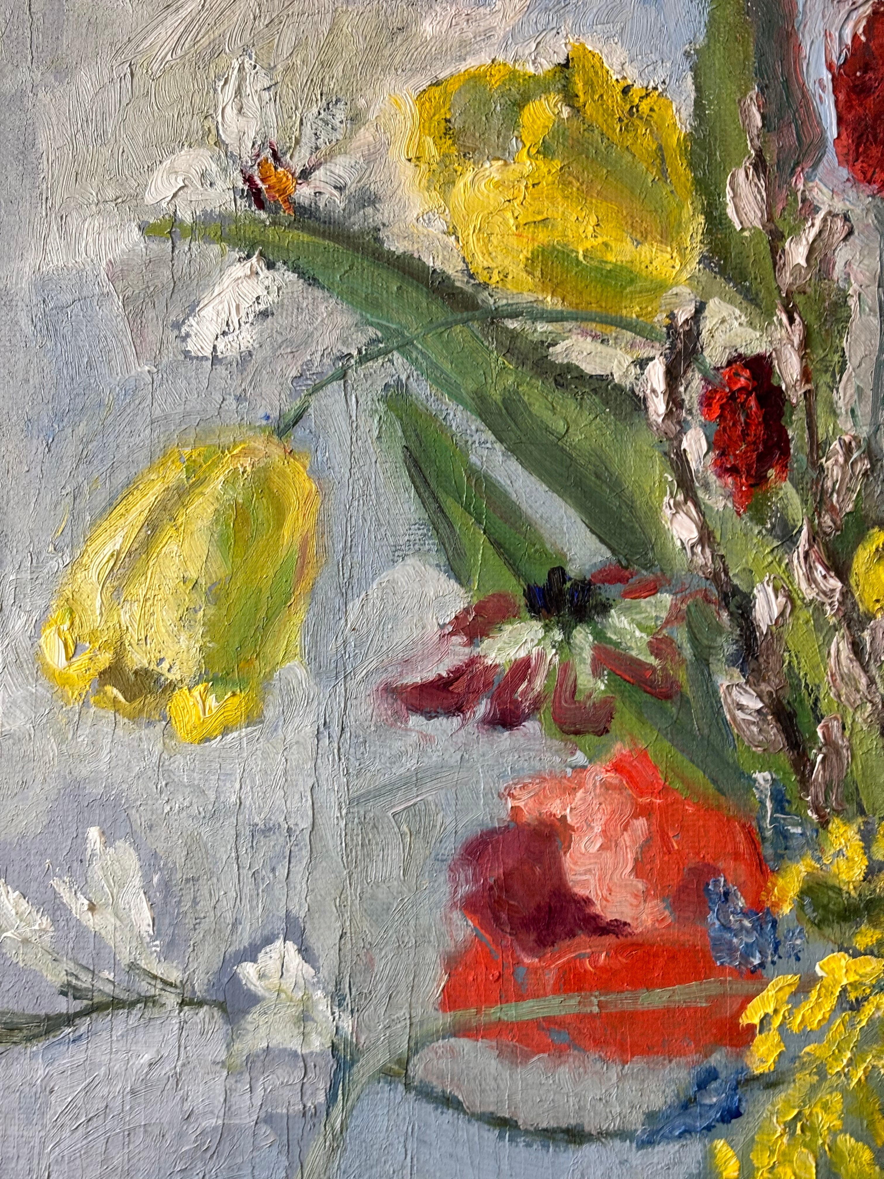 Spring Flowers in a Silver Vase