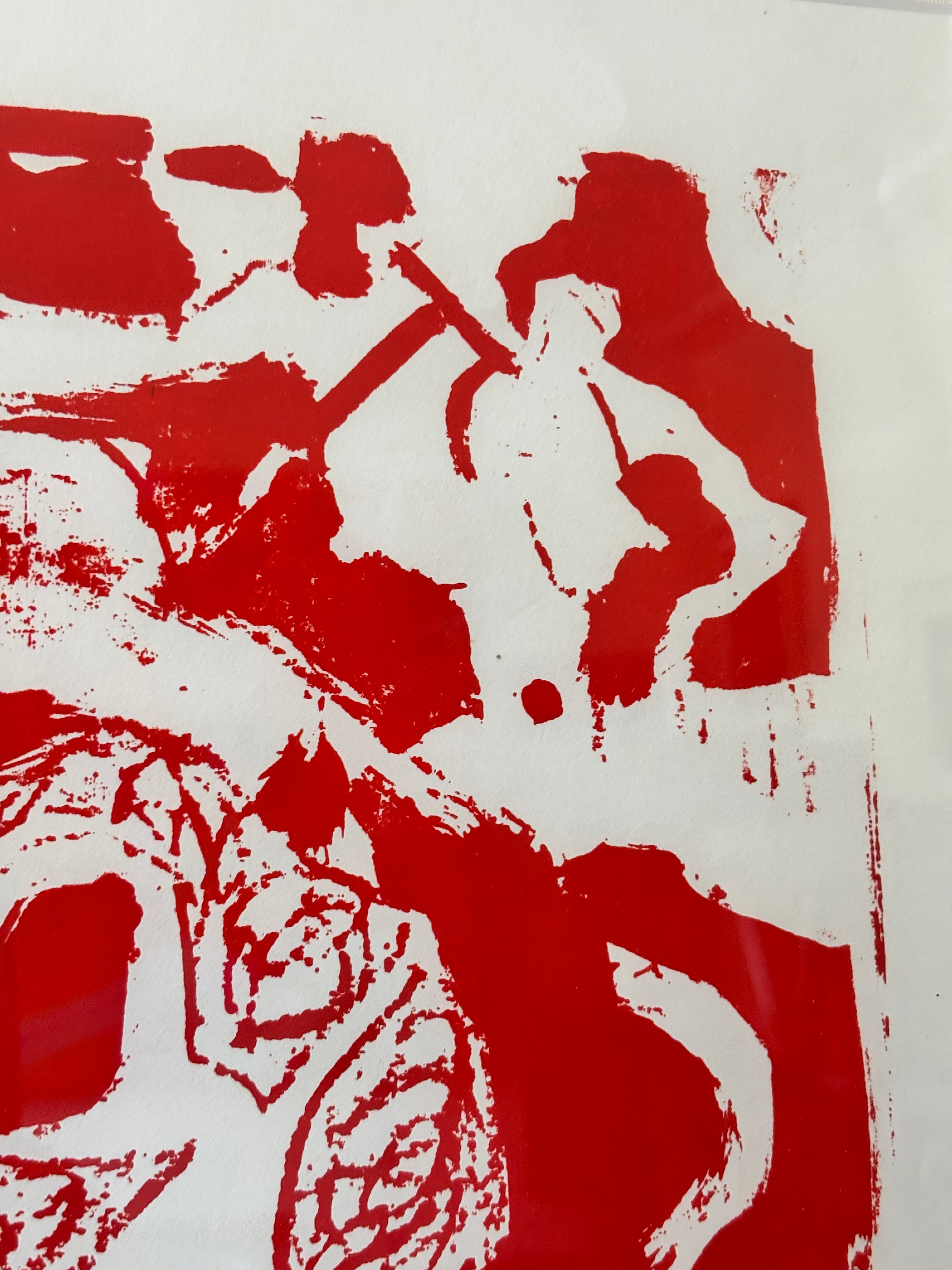 Red and White Abstract