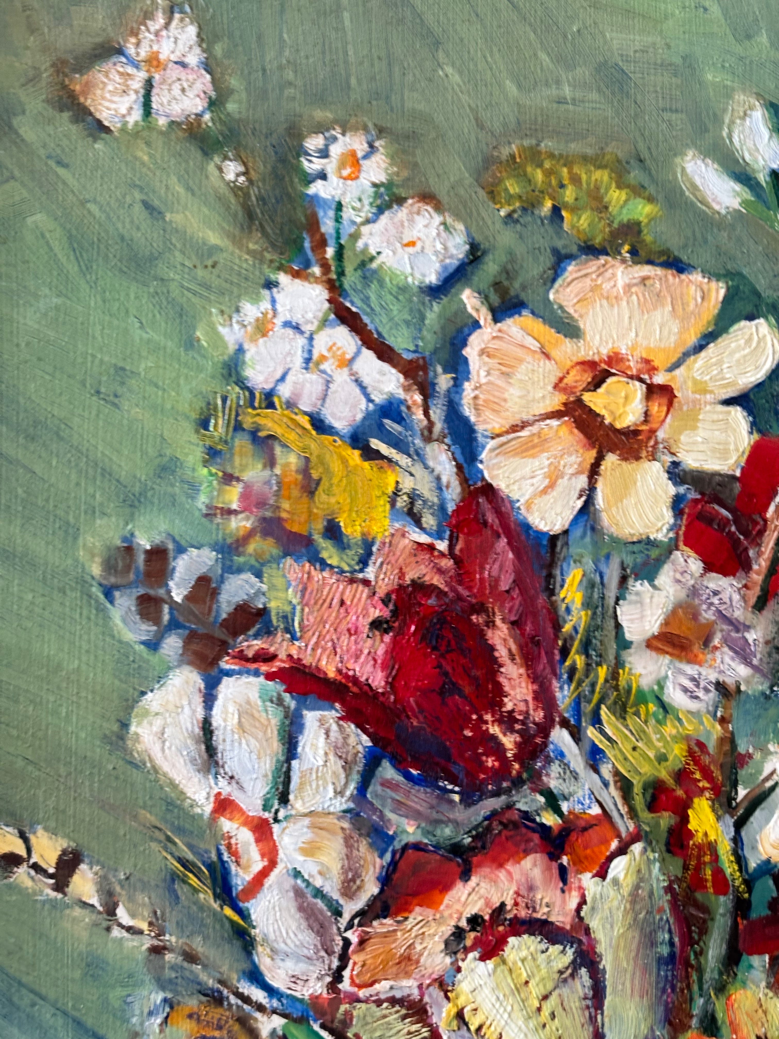 Spring Flowers in a Yellow Vase