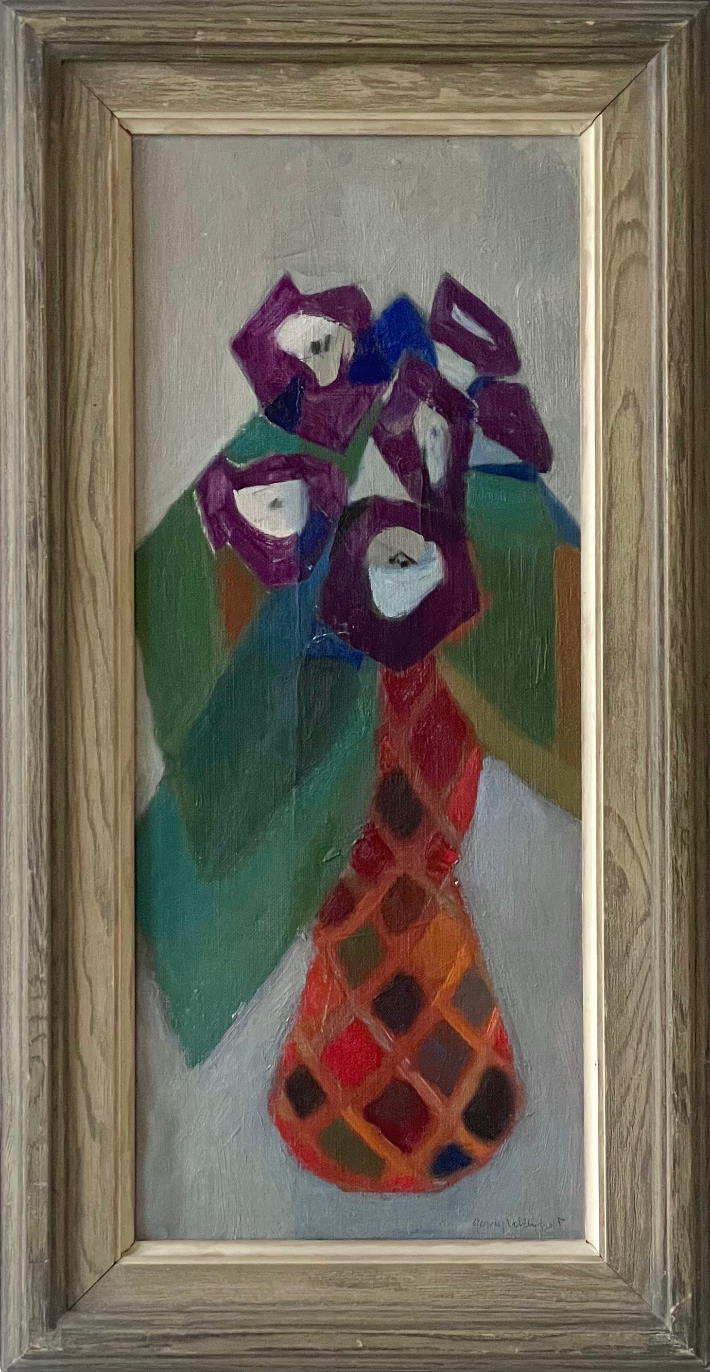 Purple Flowers in Mosaic Vase