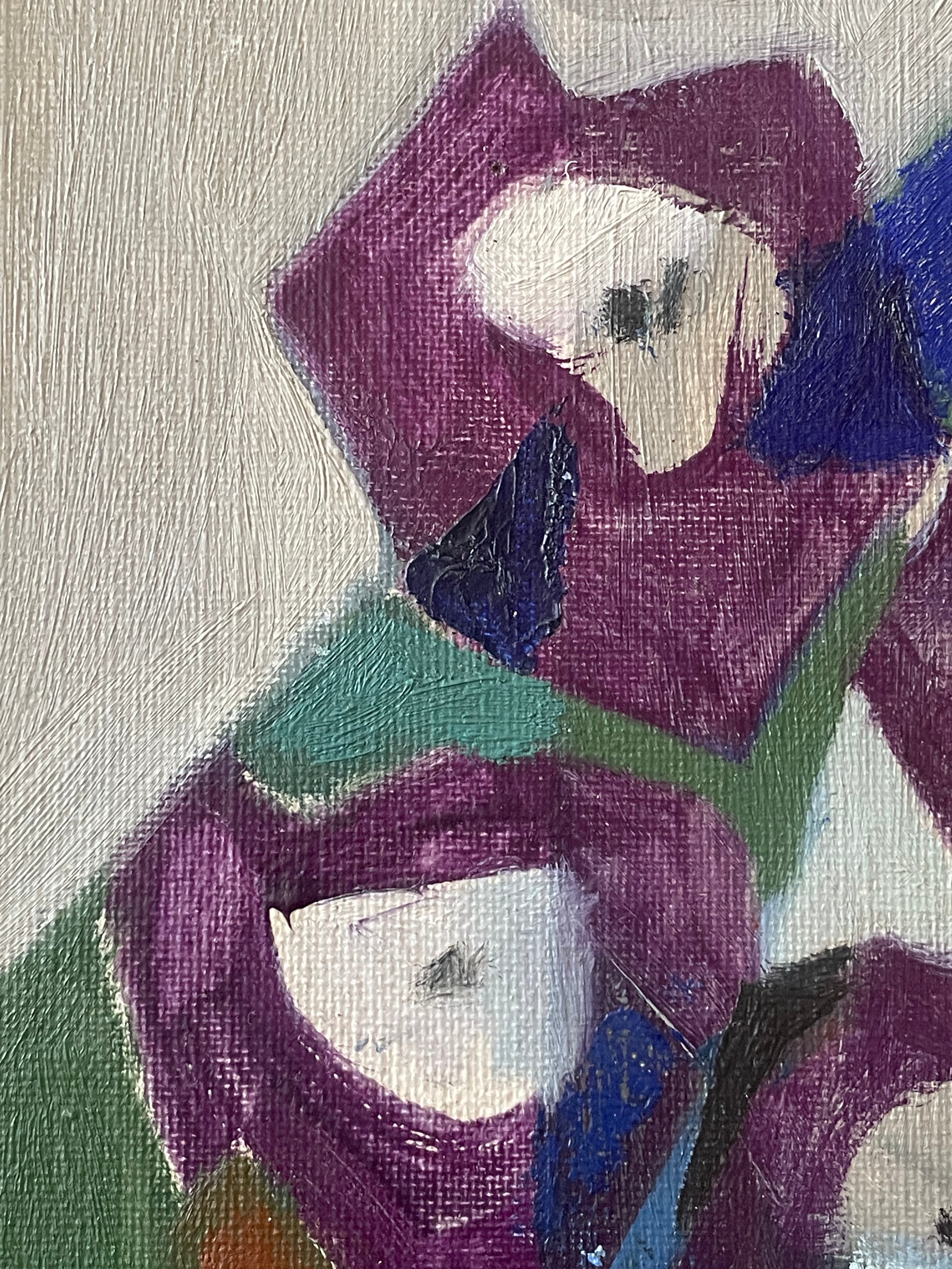 Purple Flowers in Mosaic Vase