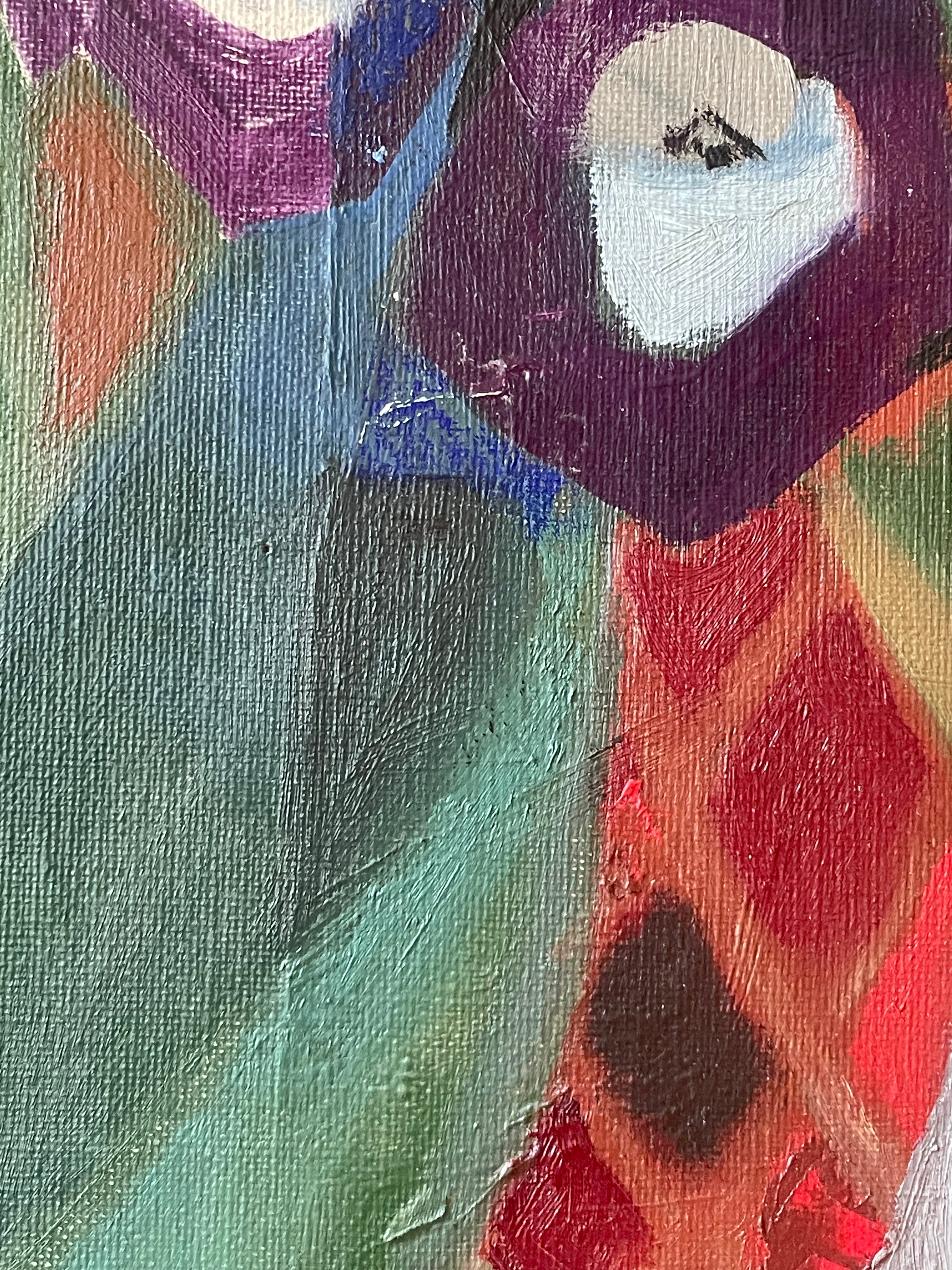 Purple Flowers in Mosaic Vase