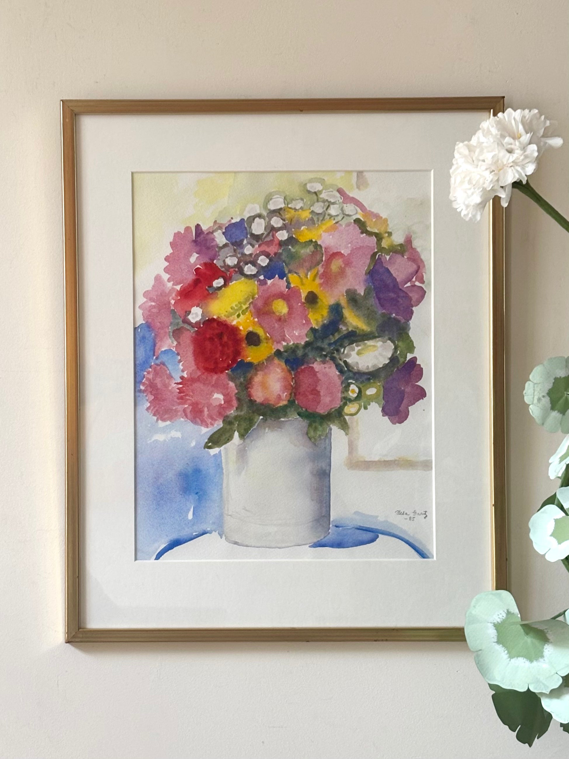 Summer Flowers in a White Vase