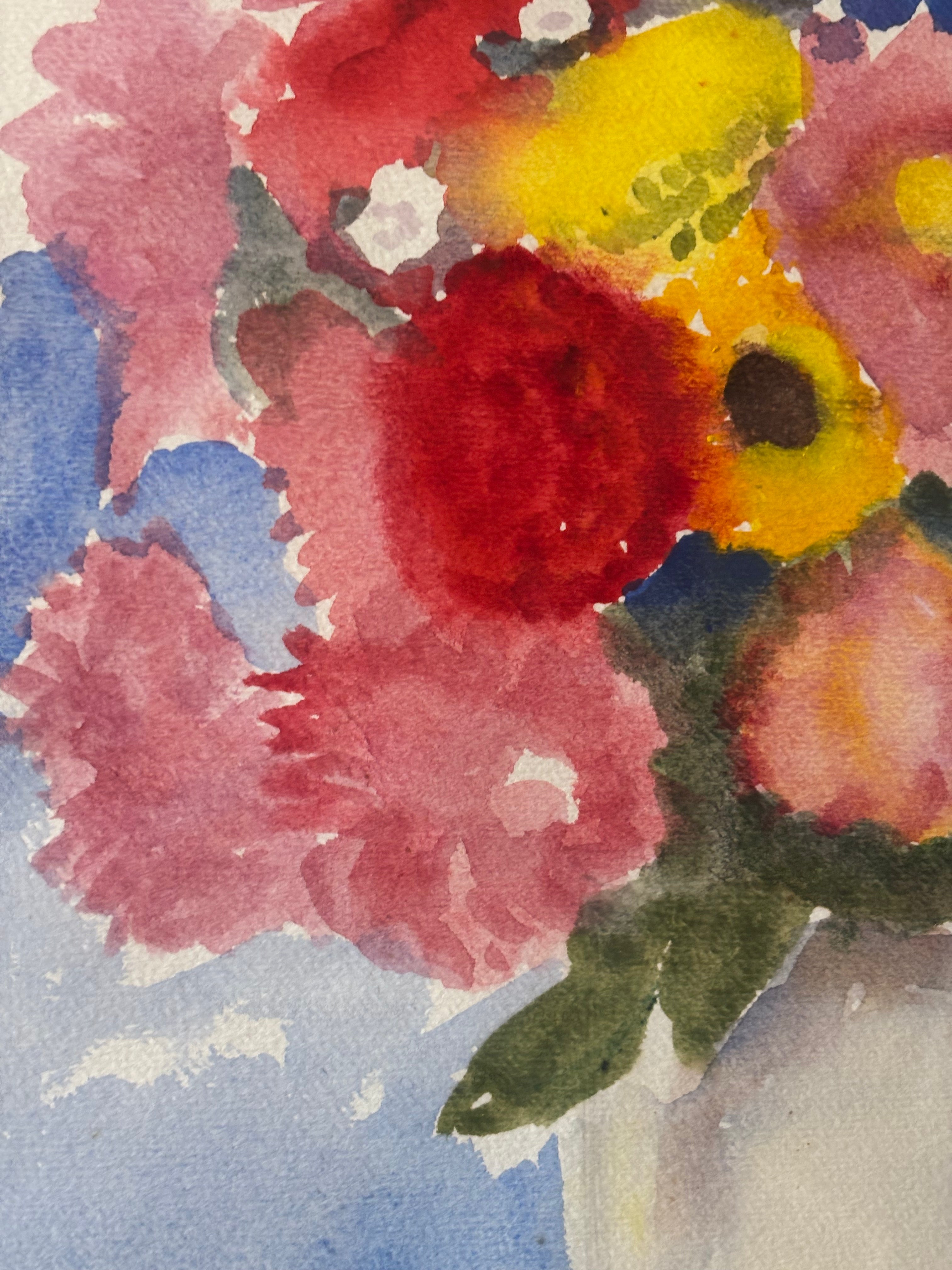 Summer Flowers in a White Vase