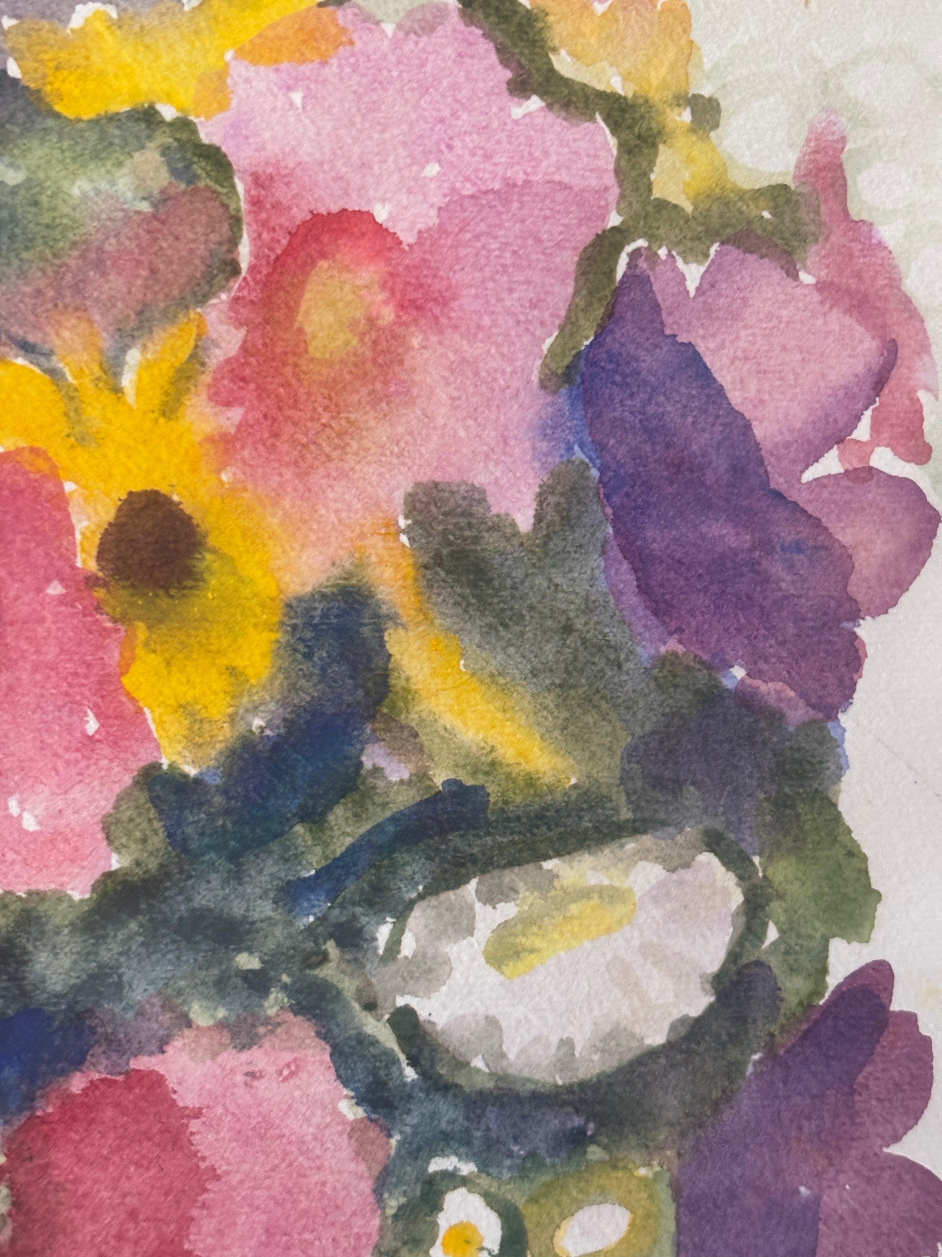 Summer Flowers in a White Vase