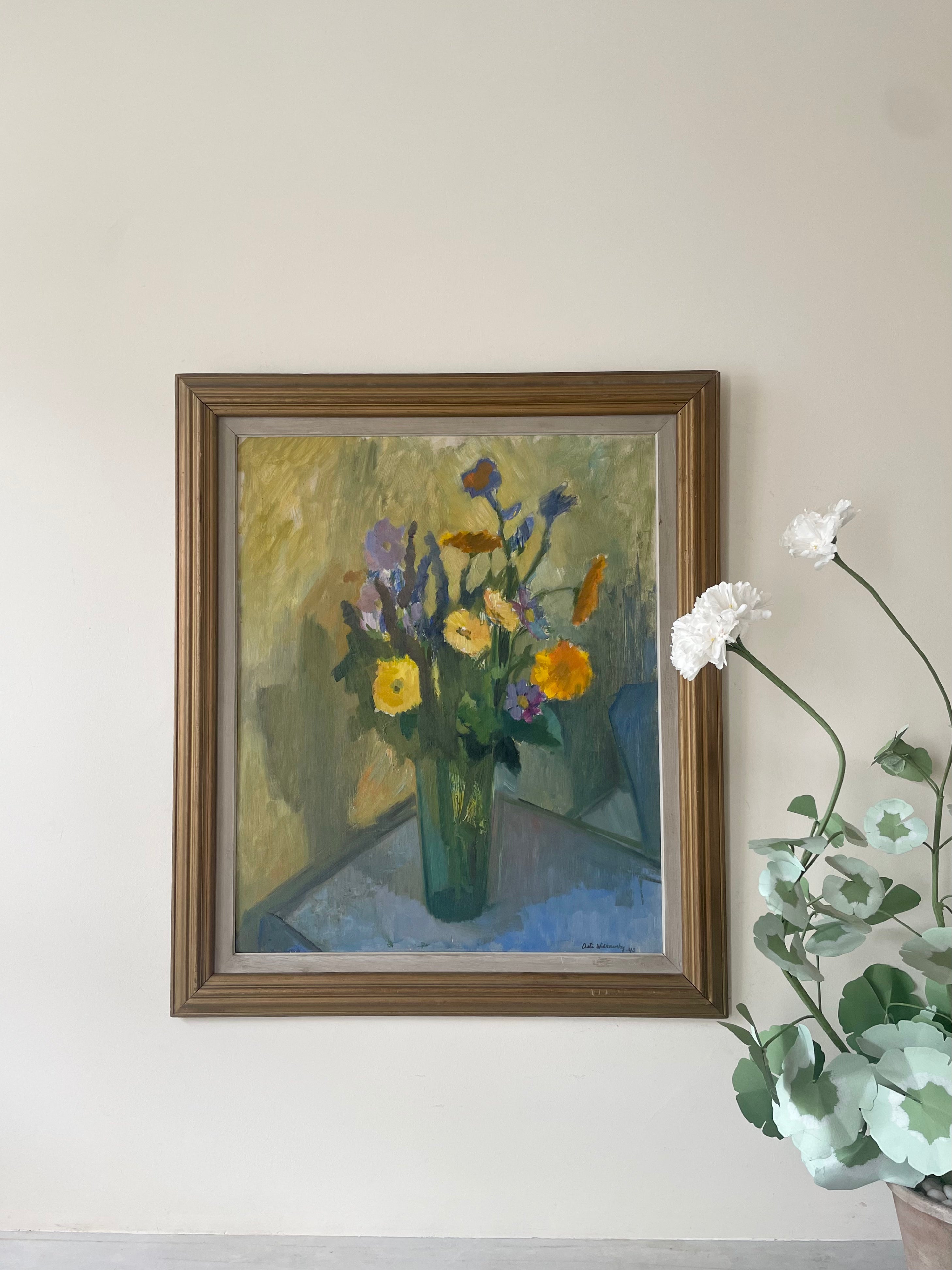 Flowers in A Green Vase