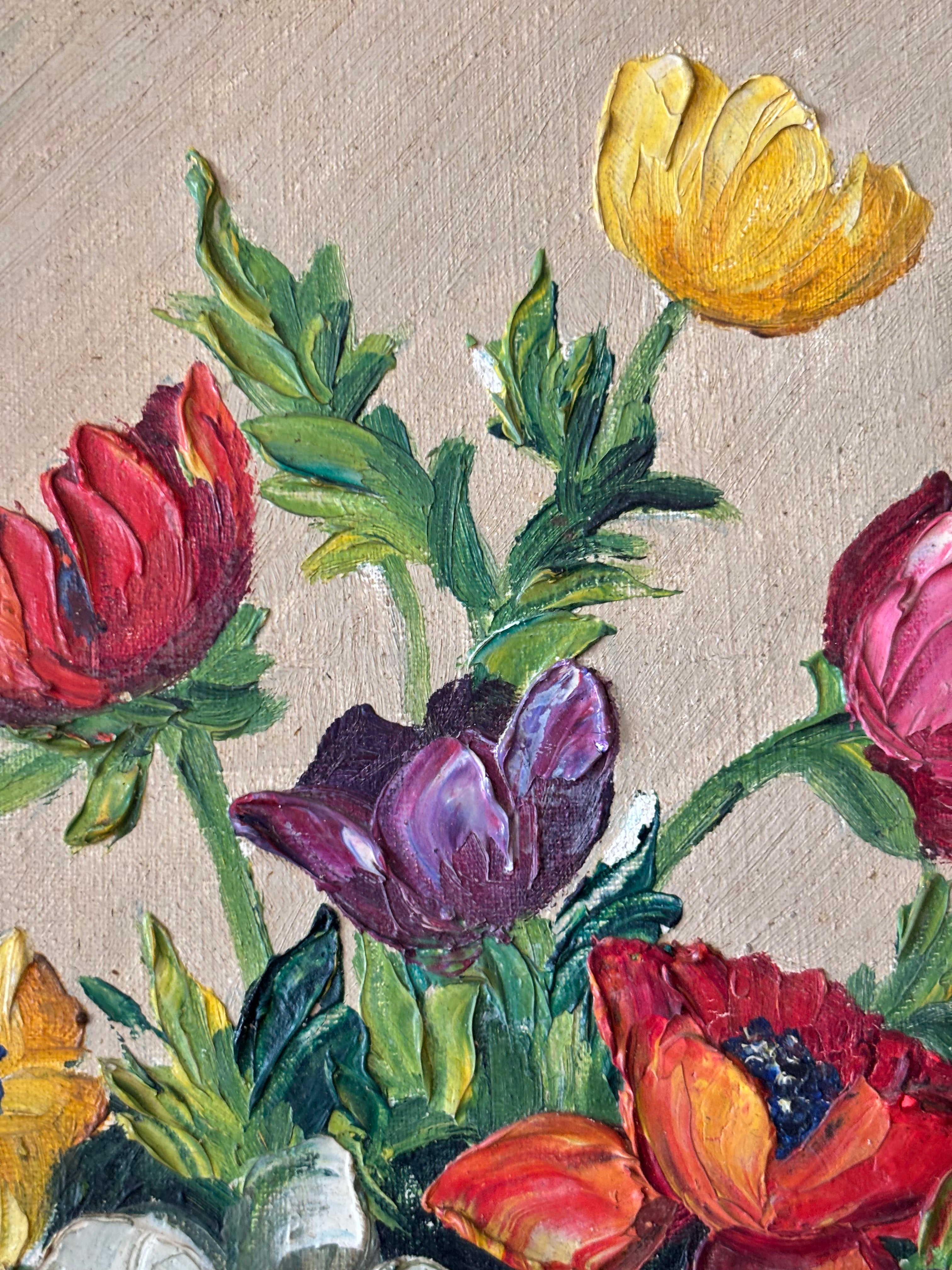 French Flowers in a Blue Vase
