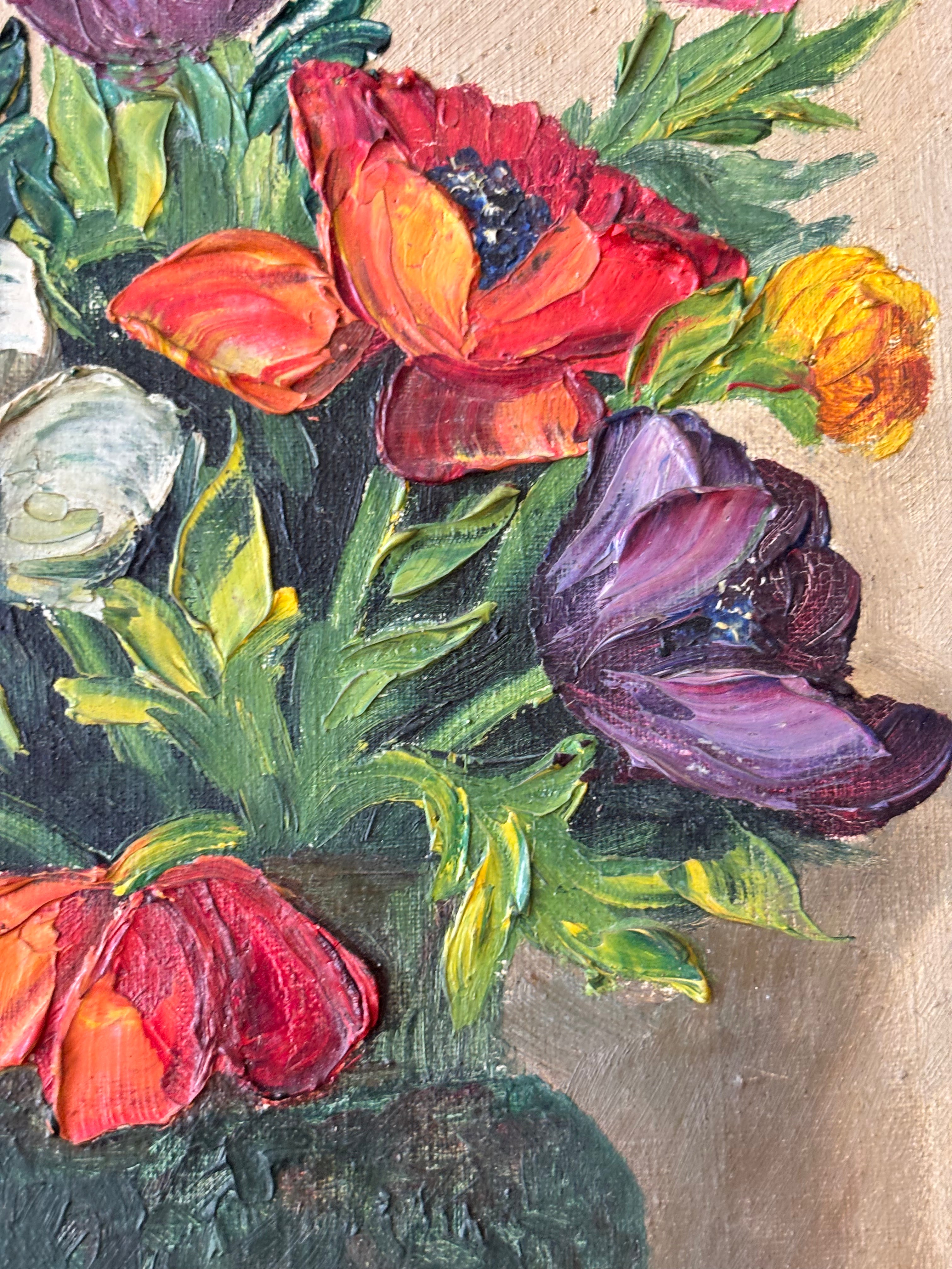 French Flowers in a Blue Vase